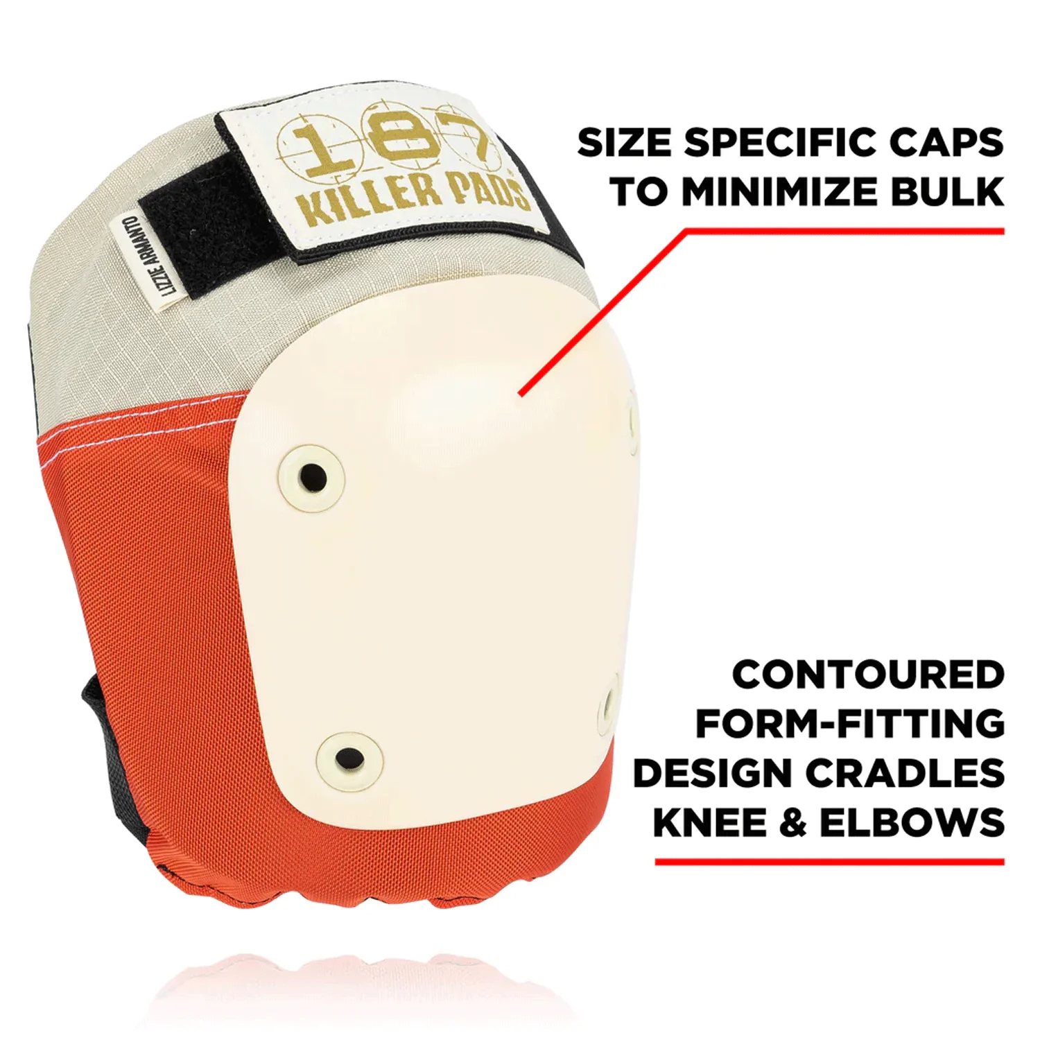 187 Skateboard Pads Lizzie Armanto Knee/Wrist/Elbow Combo Blood Orange Size JR - Image 3