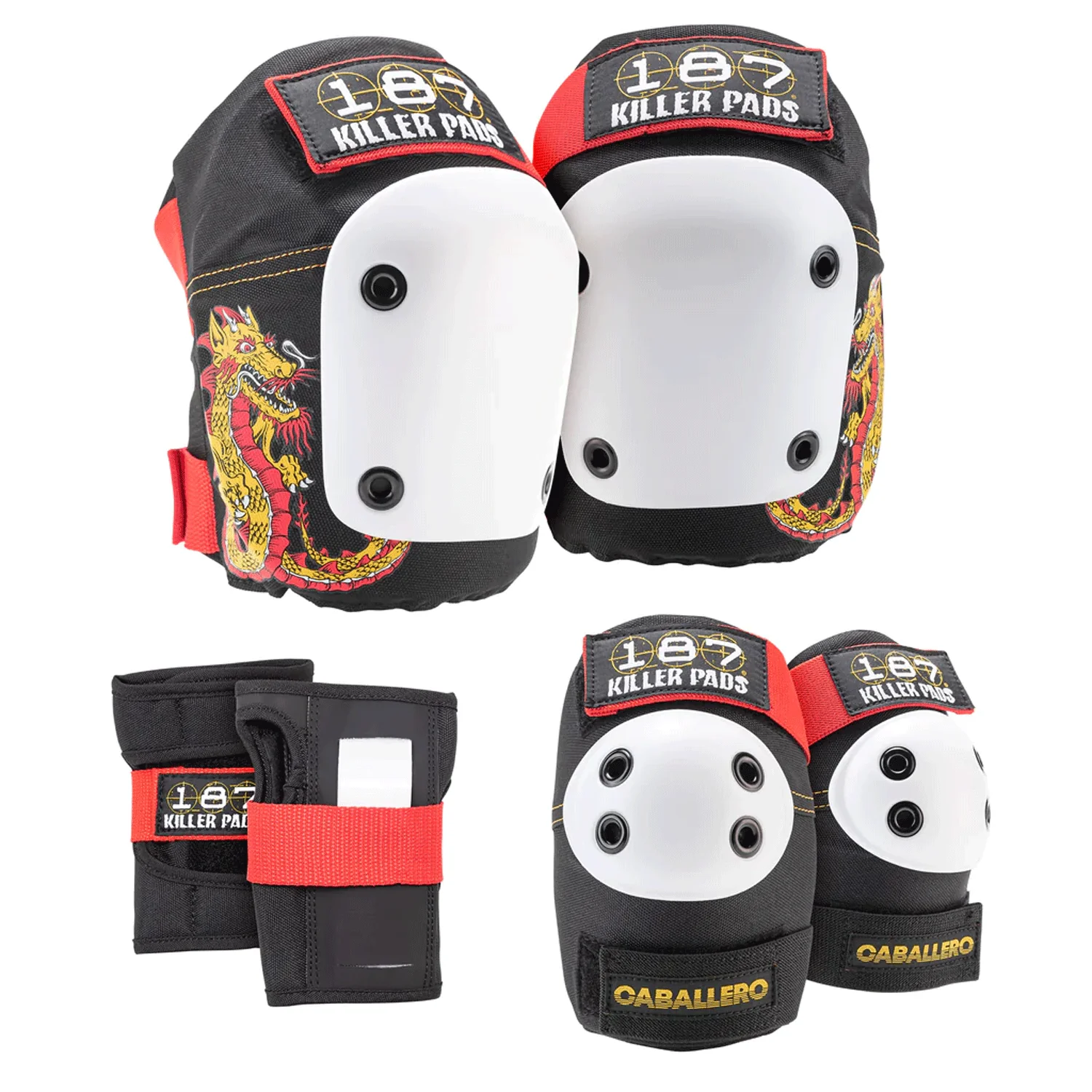 187 Skateboard Pads Steve Caballero Knee/Wrist/Elbow Combo Cab Dragon Size L/XL