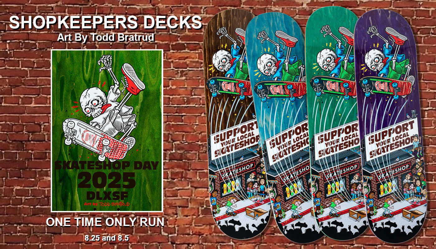 2025 Skateshop Day Deck - Deluxe Todd Bratrud Shop Keeper 8.5" x 31.8" Purple Stain - Image 2