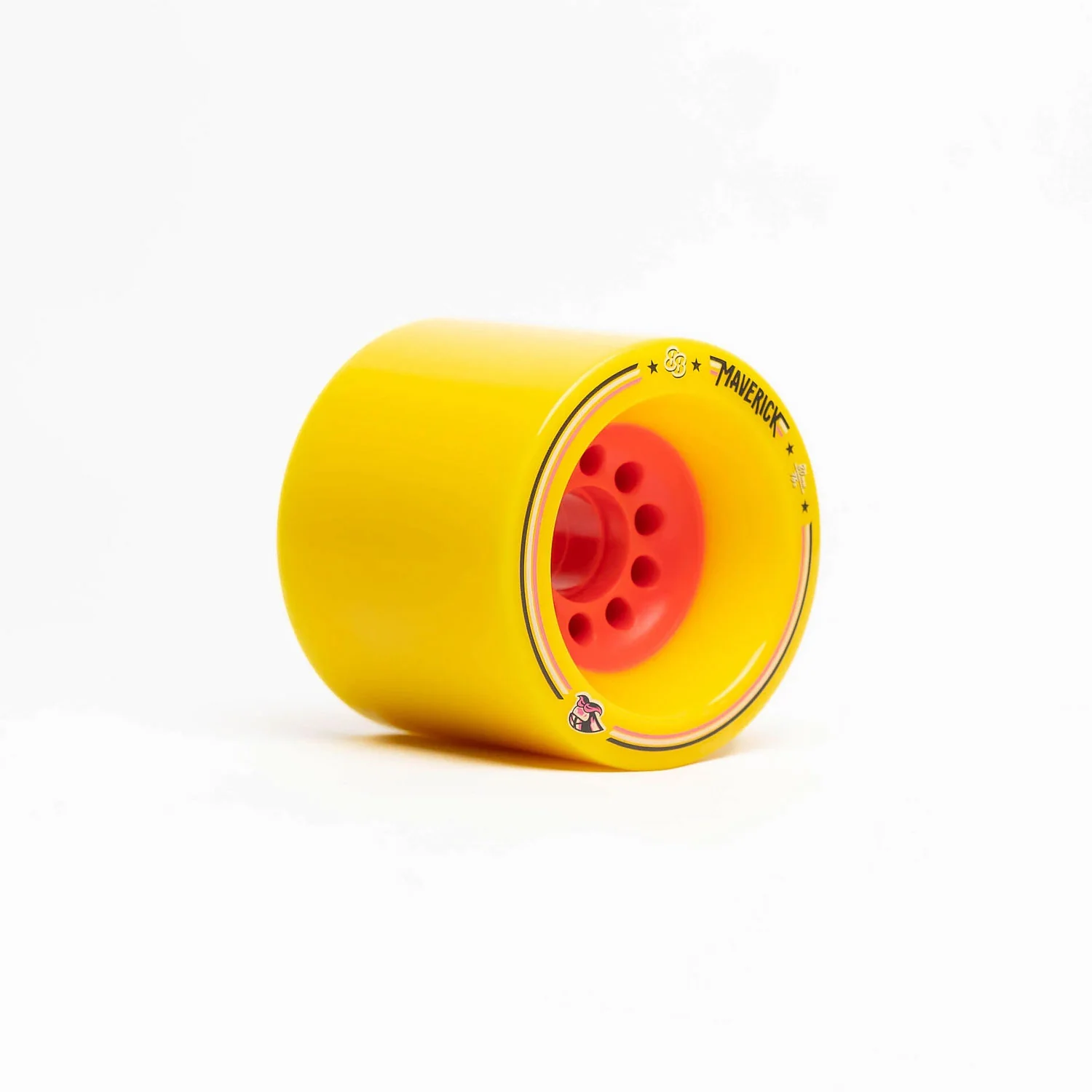 88 Wheel Co Longboard Wheels Maverick Yellow/Pink 80mm 76A - Image 2
