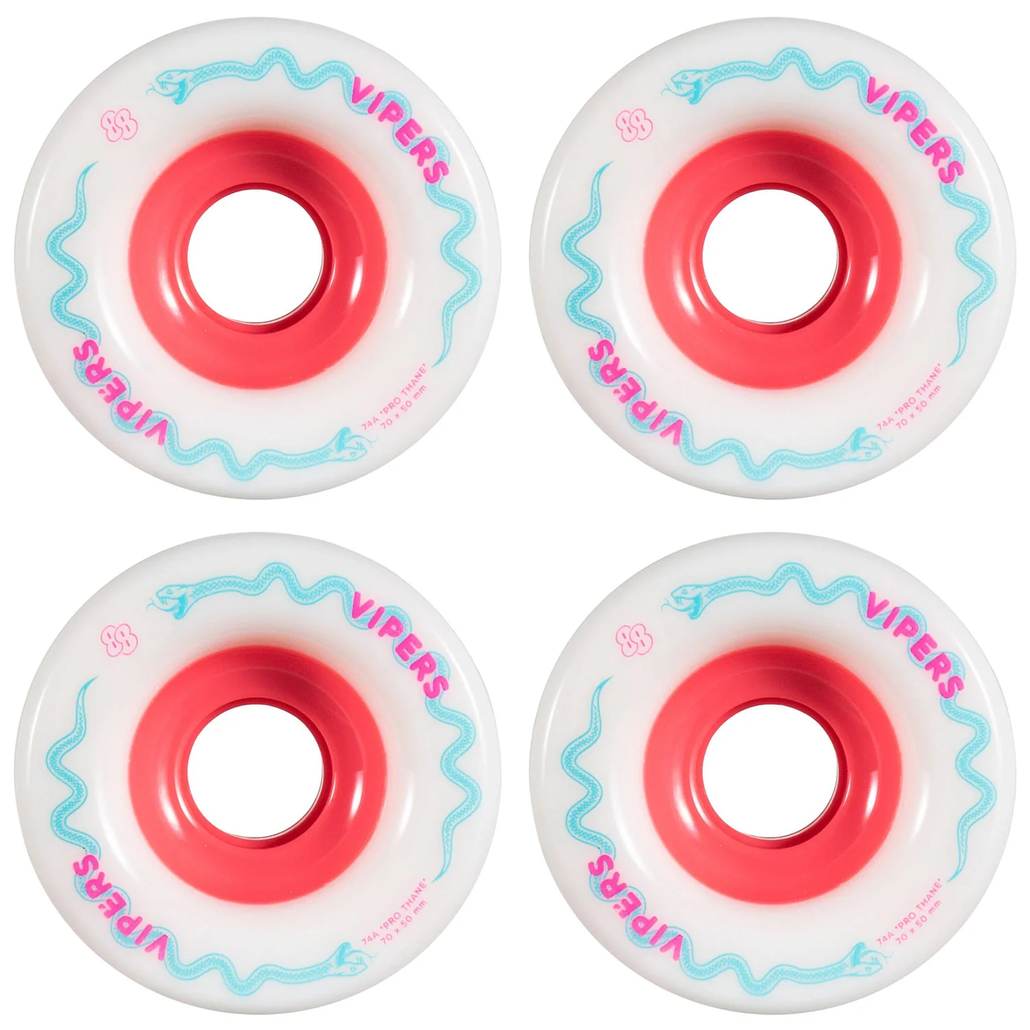88 Wheel Co Longboard Wheels Viper Pro Freeride White 70mm 74A