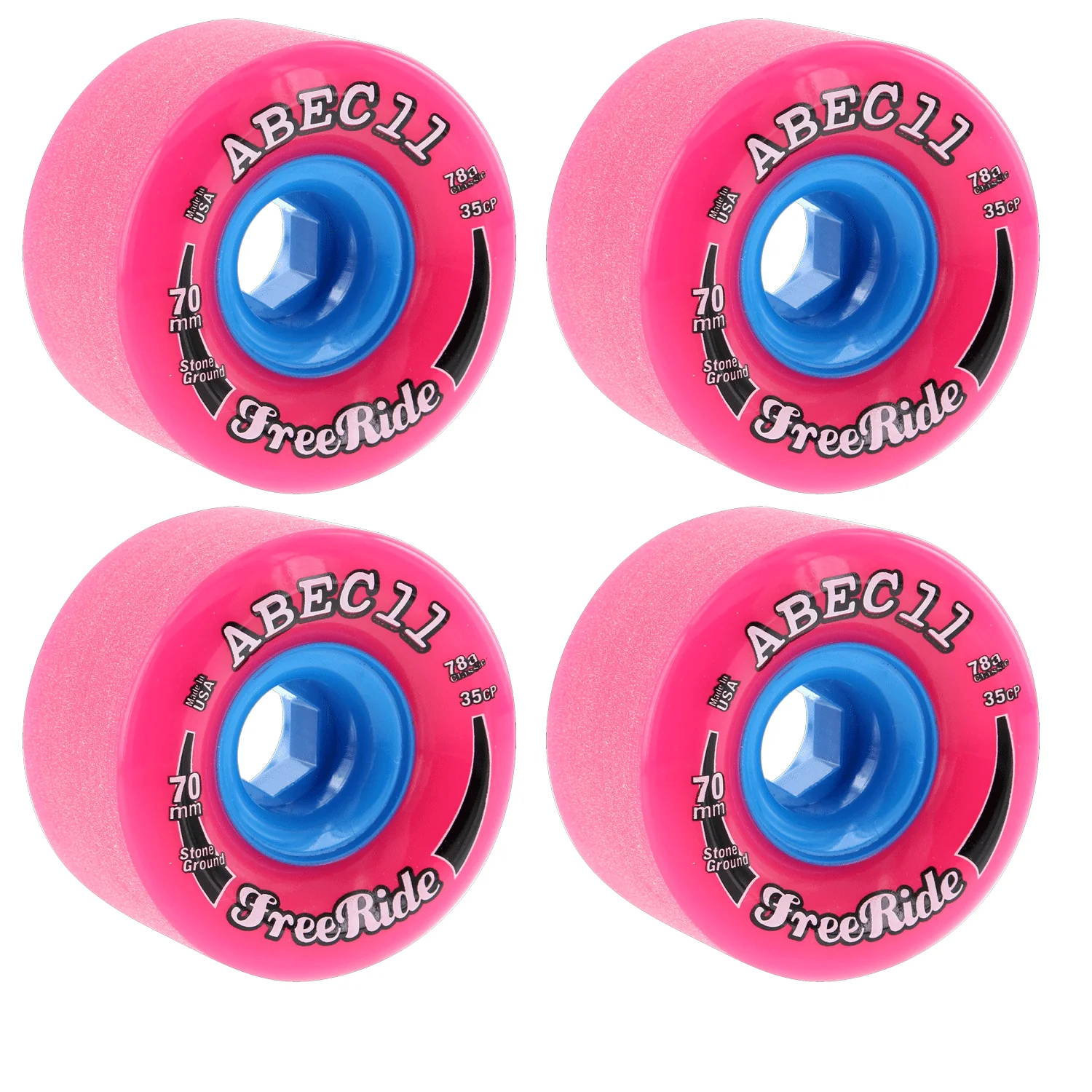 Abec 11 Longboard Wheels 70mm Freeride Stone Ground 78A Blue/Pink