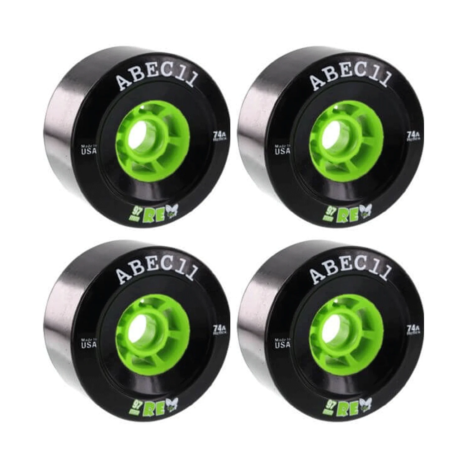 Abec 11 Longboard Wheels 97mm Refly 74A Black/Lime