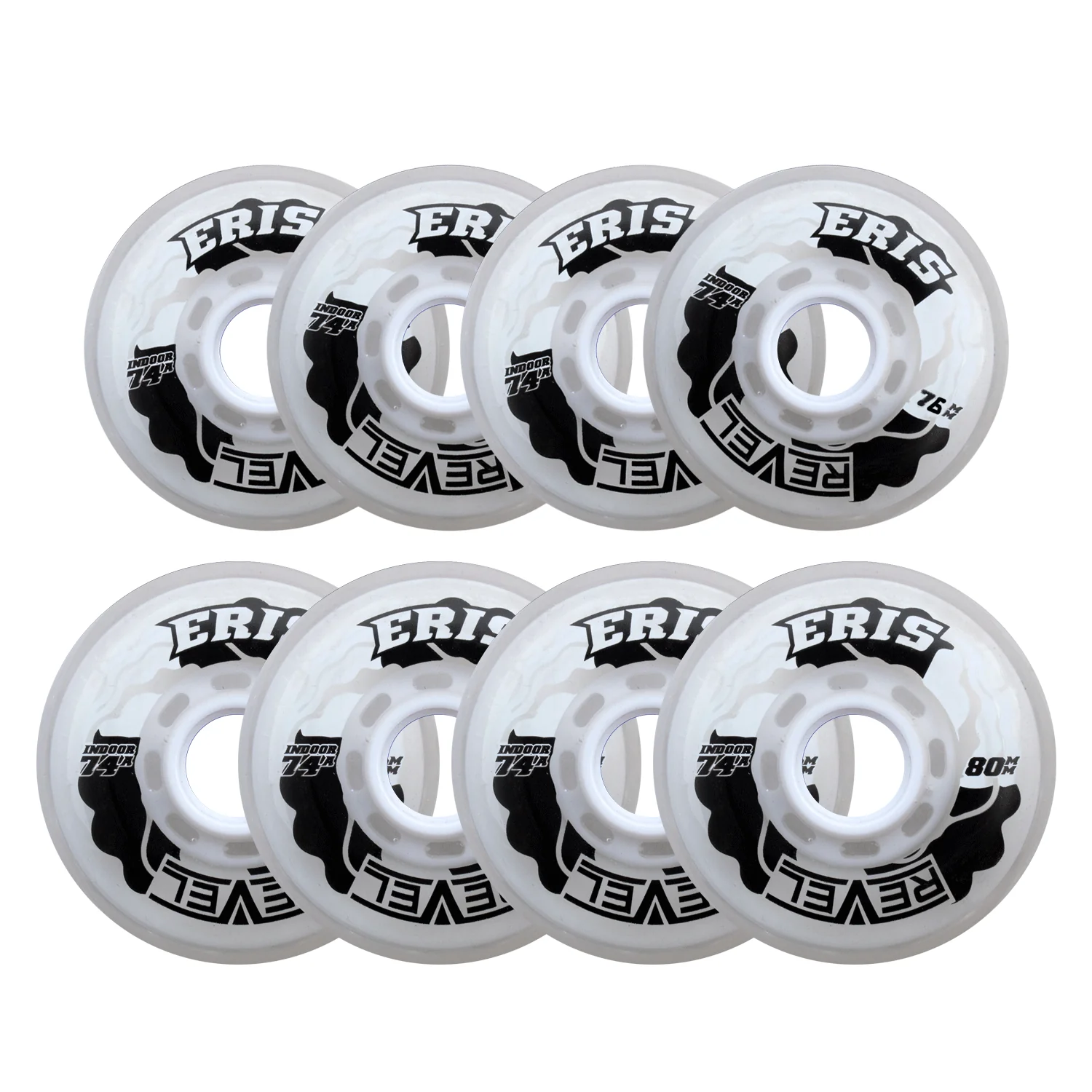 Alkali Roller Hockey Wheels - Revel Eris 76/80 HiLo 74A Clear (8-Pack)