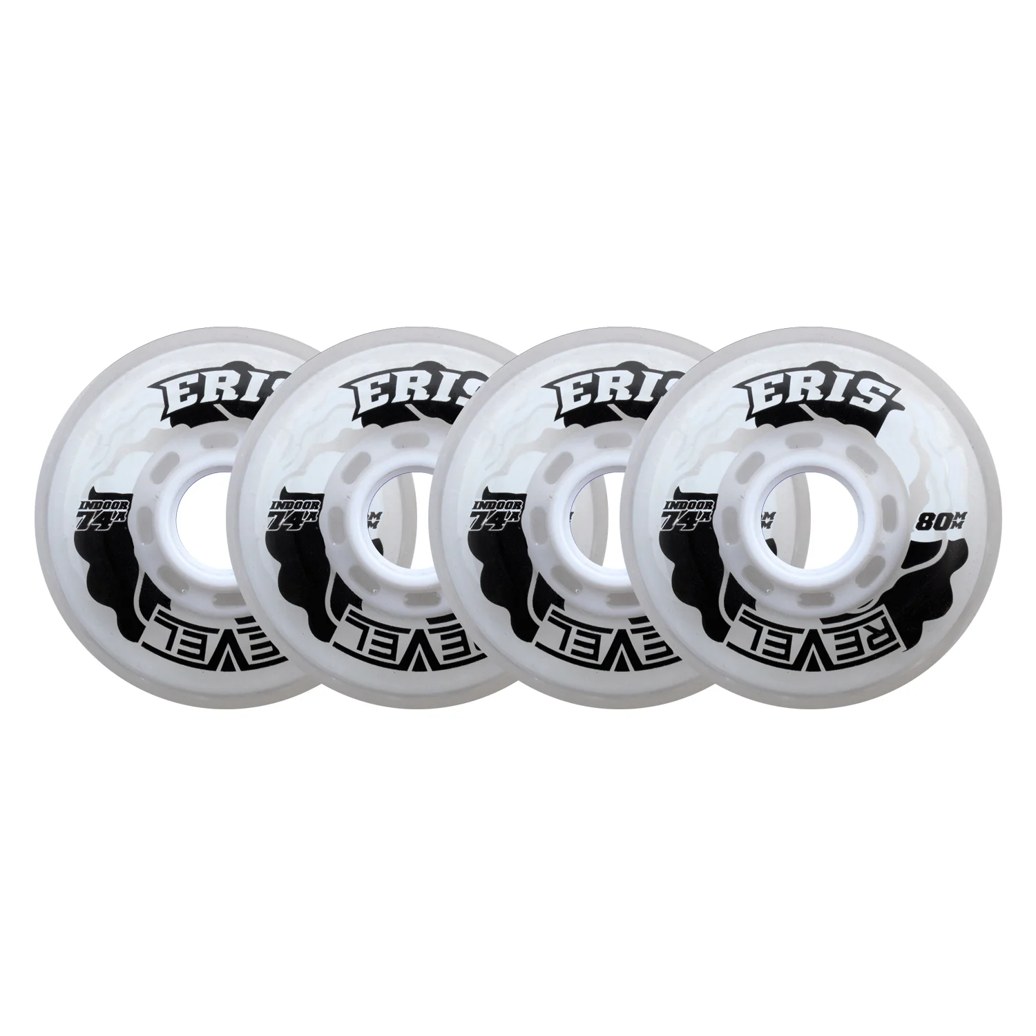 Alkali Roller Hockey Wheels - Revel Eris 80mm 74A Clear (4-Pack)