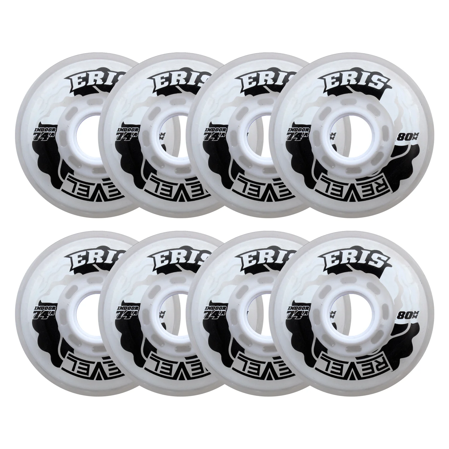 Alkali Roller Hockey Wheels - Revel Eris 80mm 74A Clear (8-Pack)