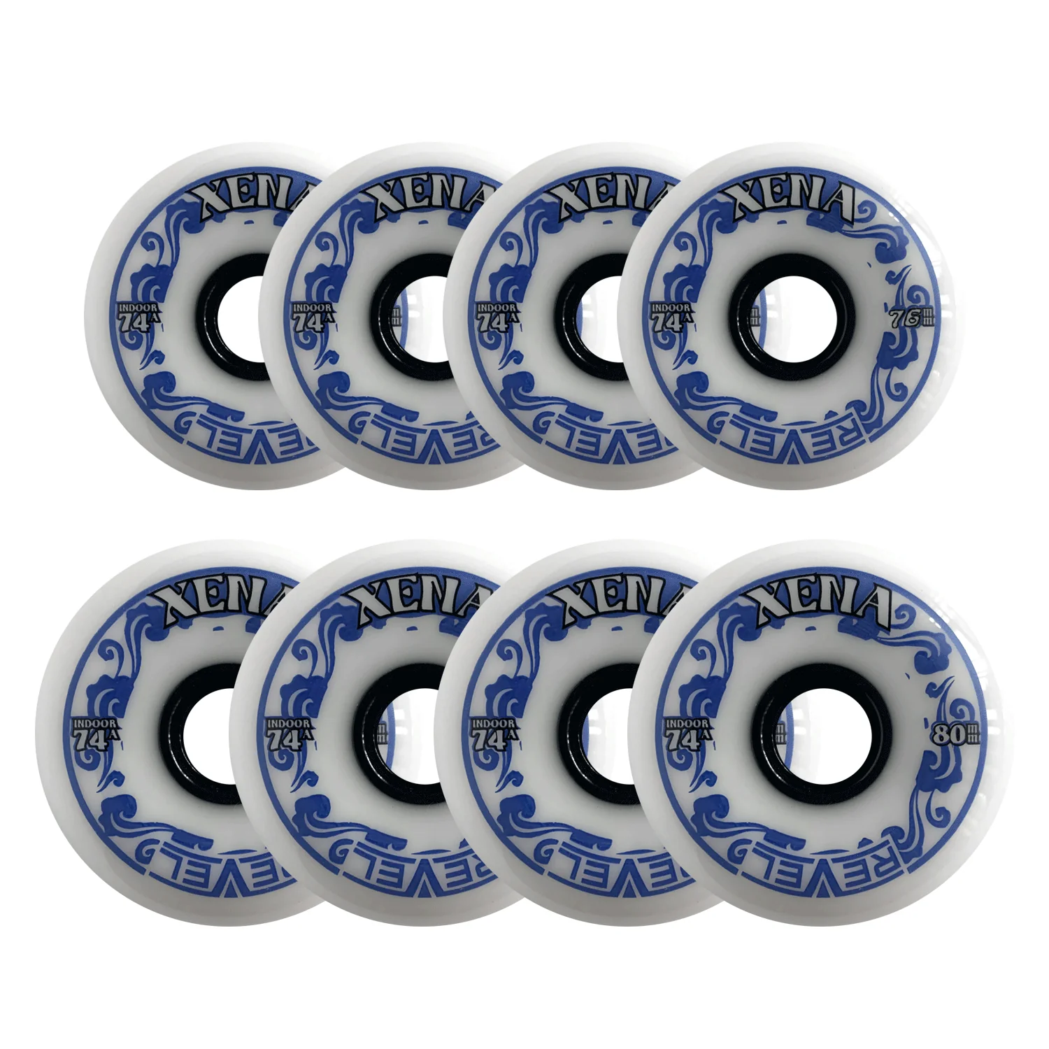 Alkali Roller Hockey Wheels - Revel Xena 76/80 HiLo 74A White (8-Pack)