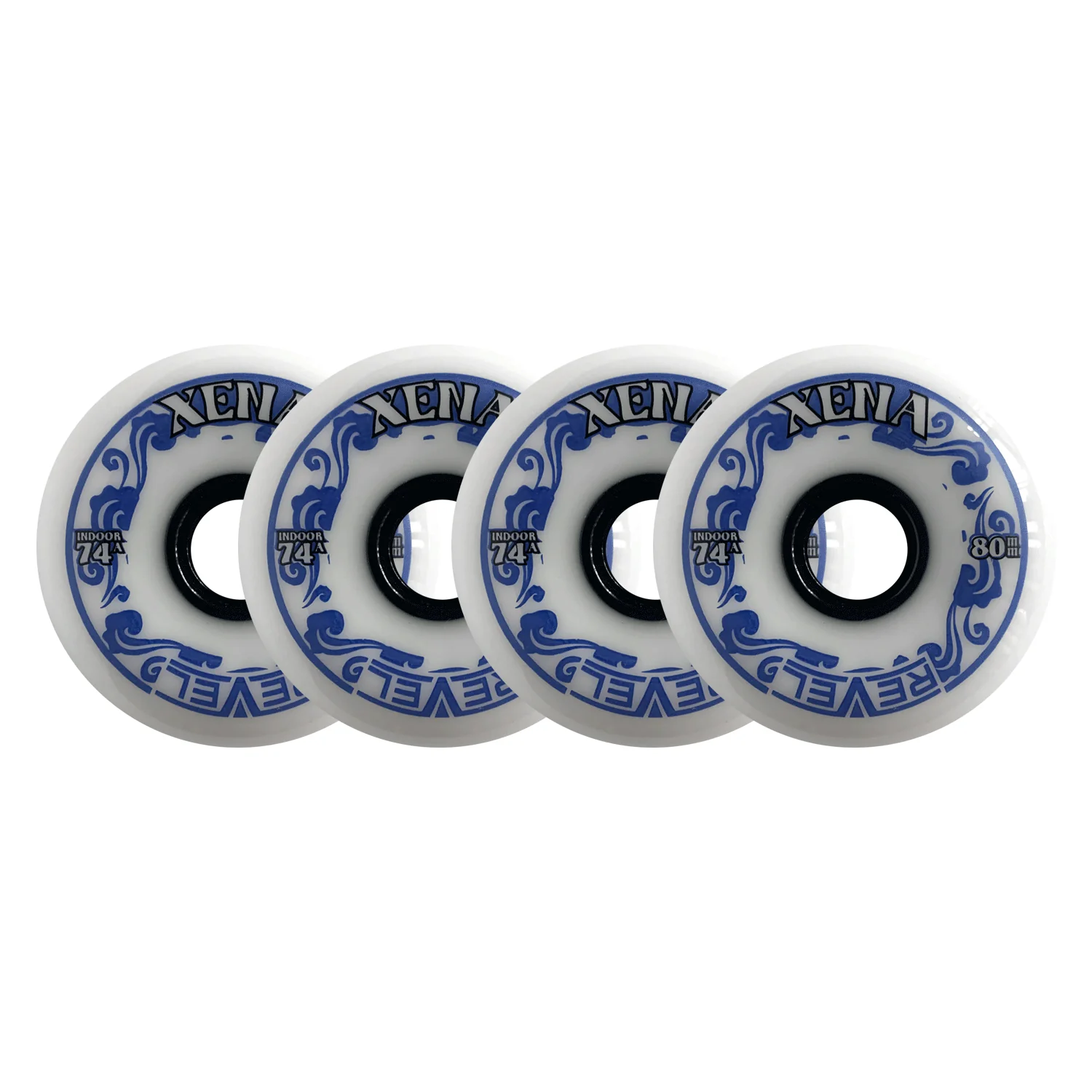 Alkali Roller Hockey Wheels - Revel Xena 76mm 74A White (4-Pack)