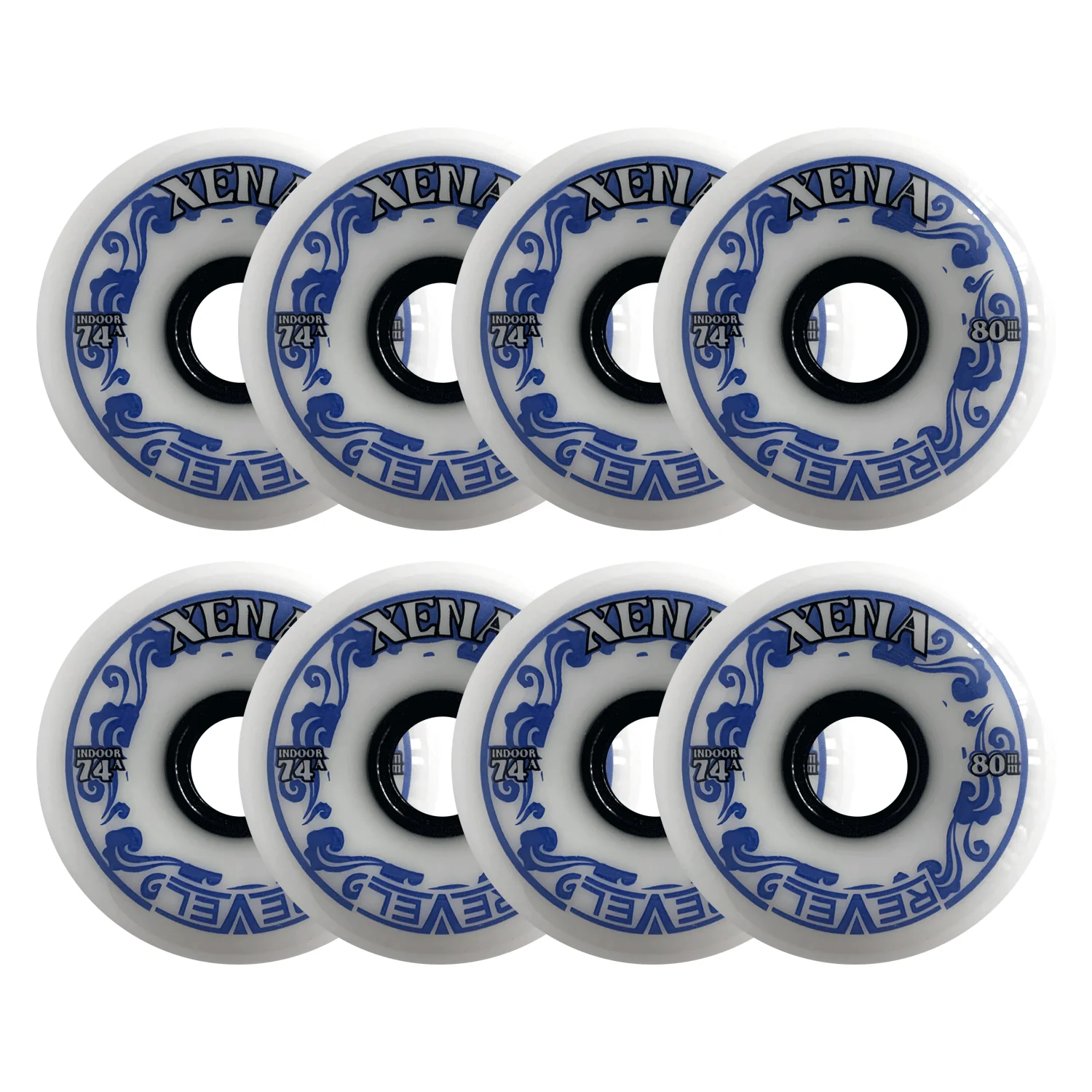 Alkali Roller Hockey Wheels - Revel Xena 80mm 74A White (8-Pack)