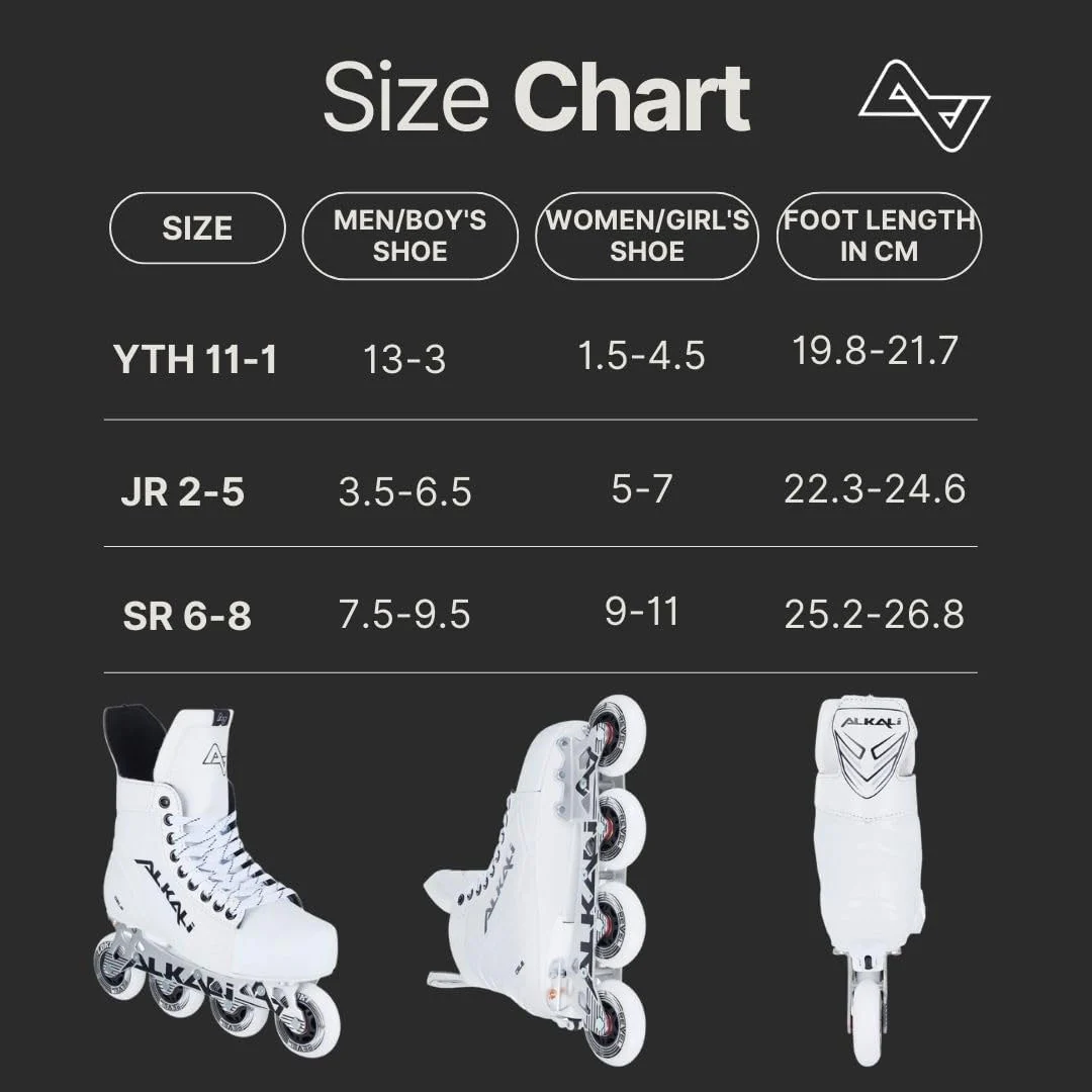Alkali Youth Roller Hockey Skates Cele Kids Adjustable White JR2-JR5 - Image 5