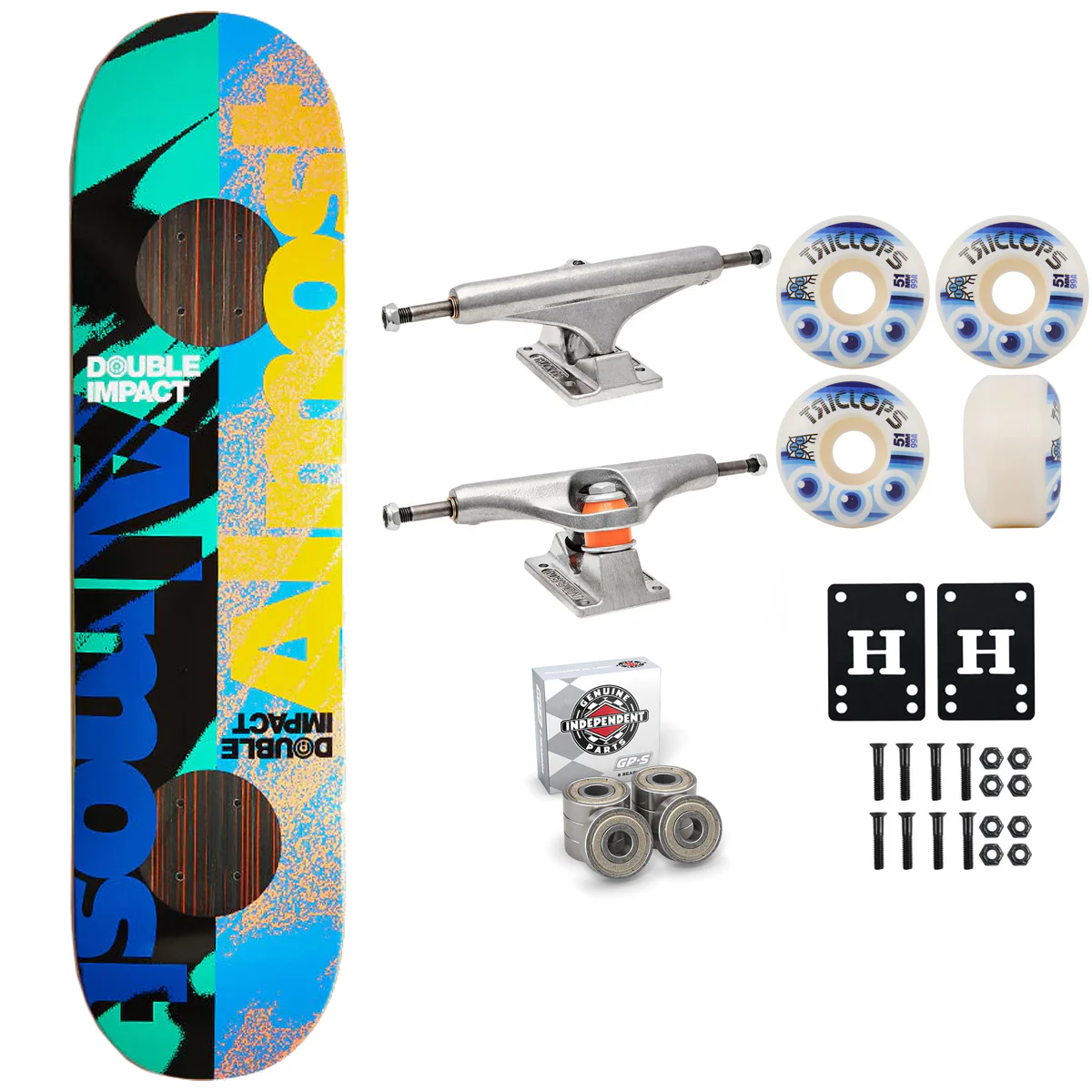 Almost Premium Skateboard Double Impact Carbon 8.0" Independent Triclops Upgrade