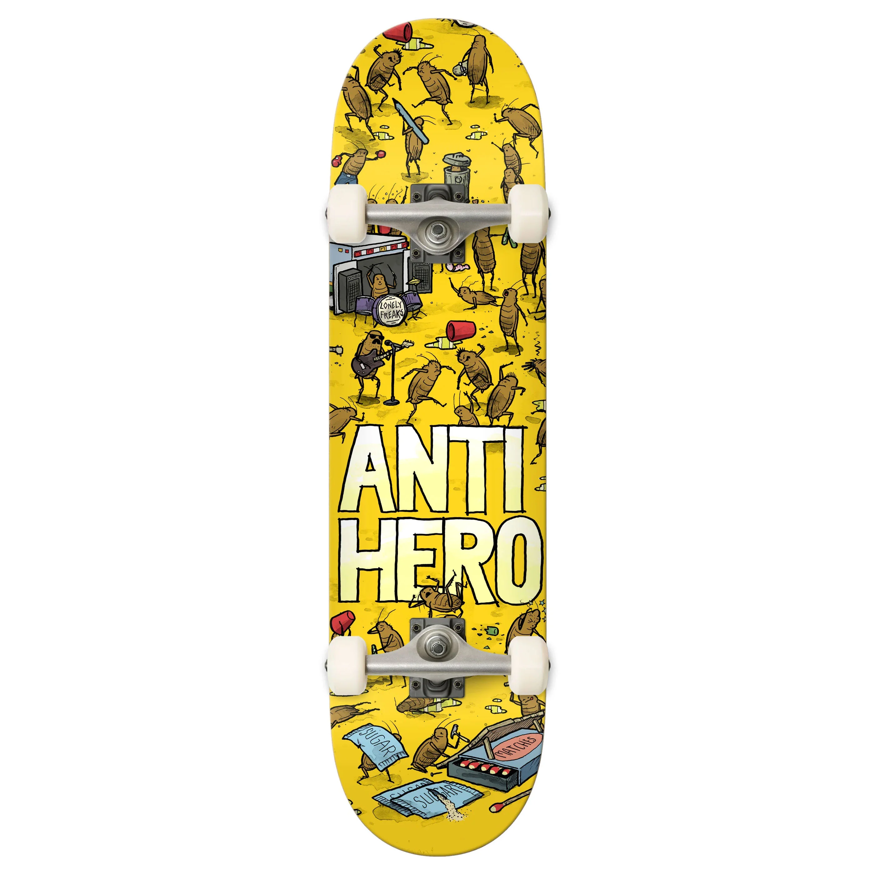 Anti Hero Skateboard Complete Roached Out Yellow 8.5" x 32"