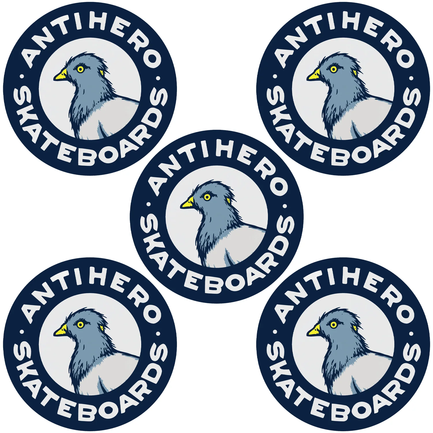 Anti Hero Skateboard Sticker Pigeon Round Navy Blue 2.5" 5-Pack