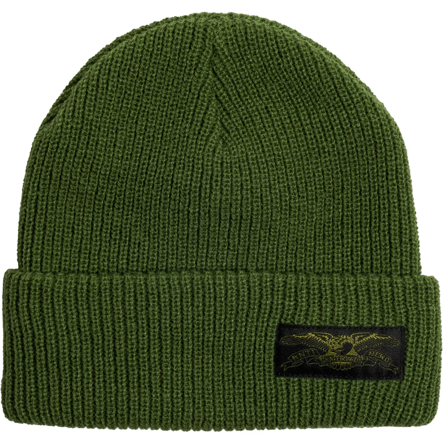 Anti Hero Skateboards Beanie Stock Eagle Label Cuff Olive/Black