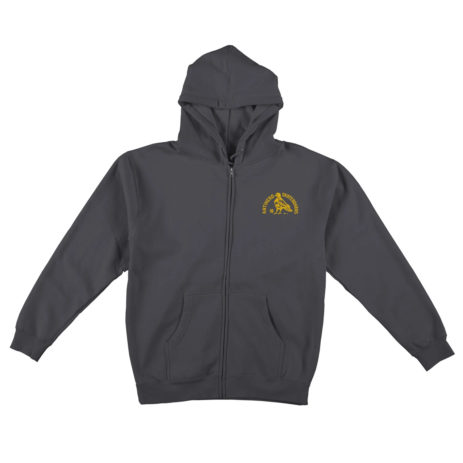 Anti Hero Skateboards Hoody Rock Dove Embroidered Zip Charcoal/Gold