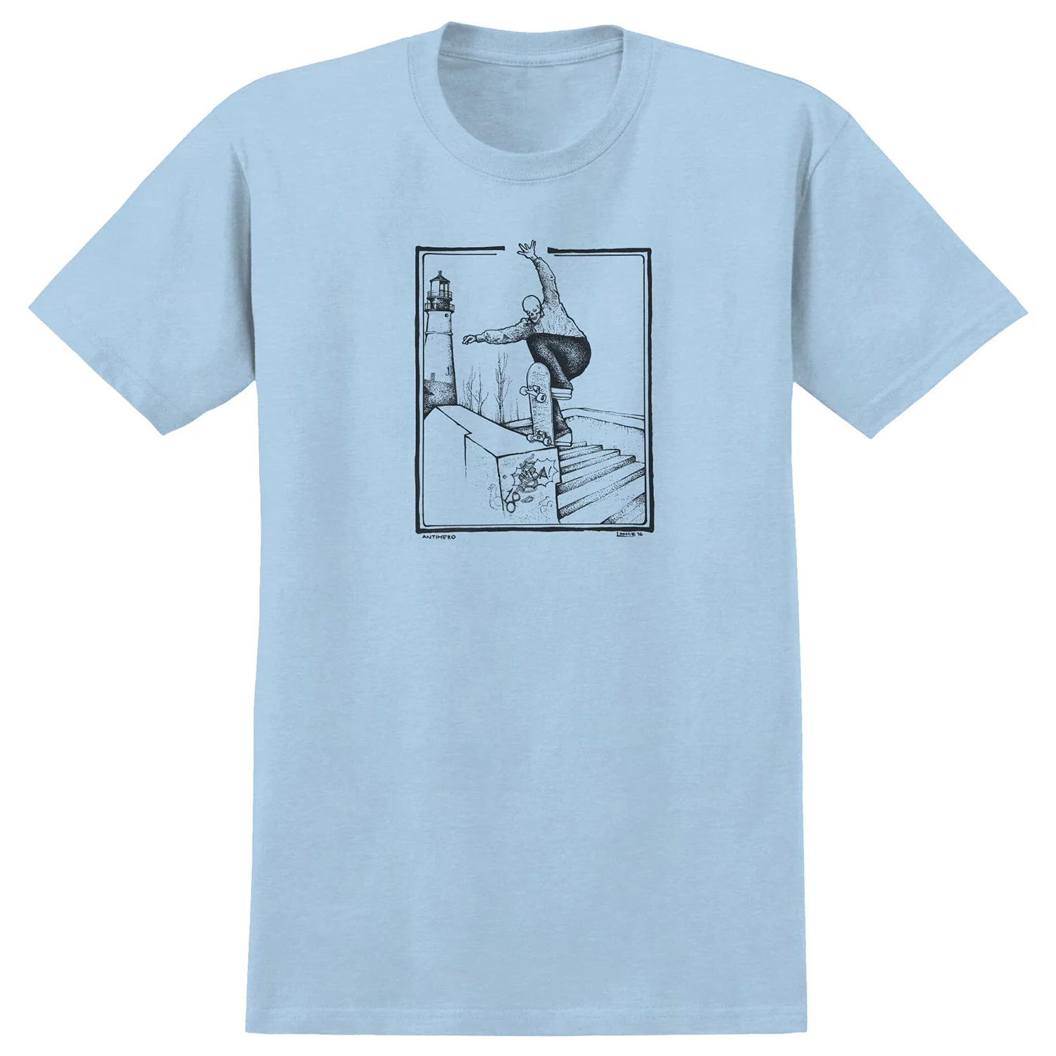 Anti Hero Skateboards Shirt BA Lance Mountain Heather Light Blue/Black