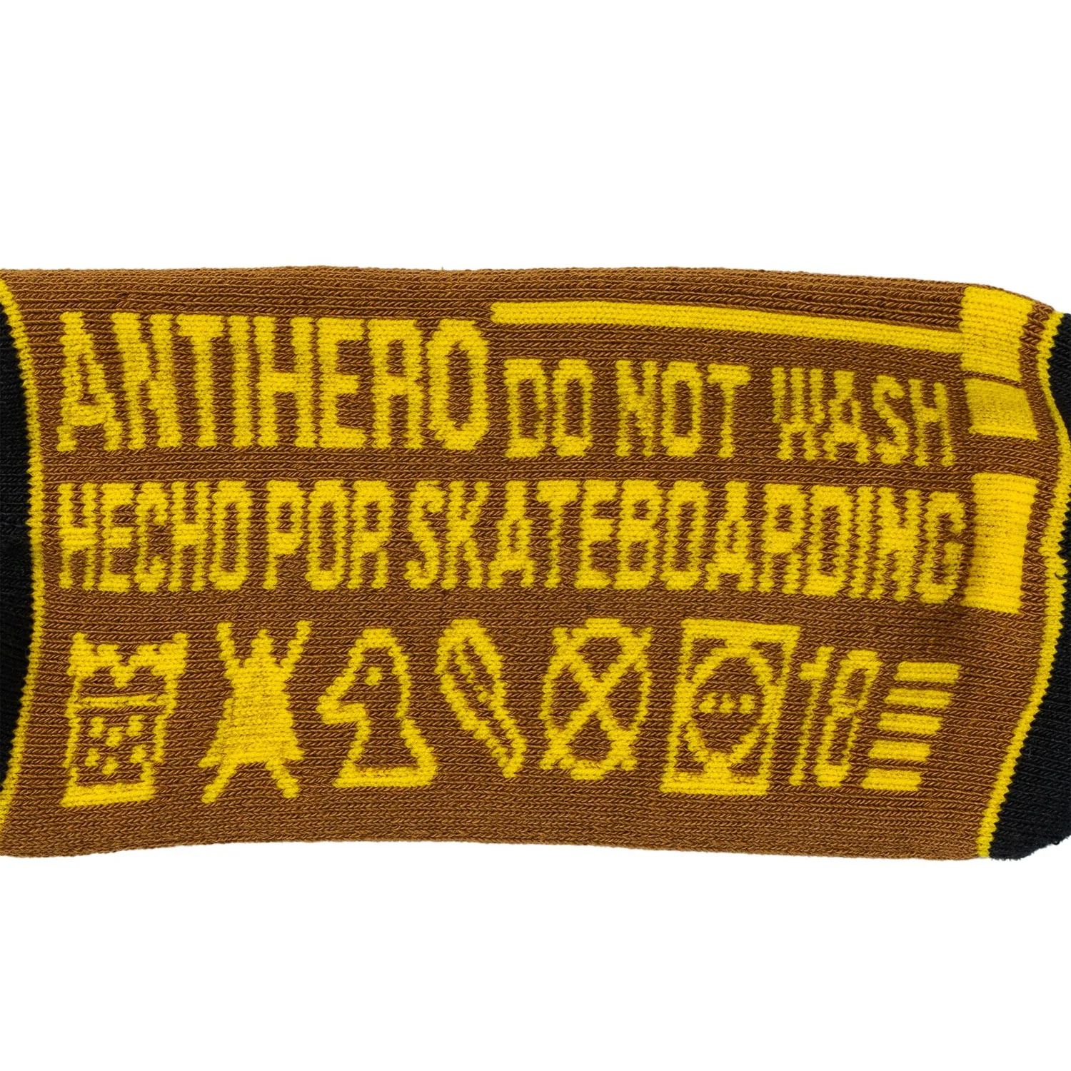 Anti Hero Skateboards Socks Hecho Por Skateb Embroidered Brown/Yellow/Black Brown - Image 2
