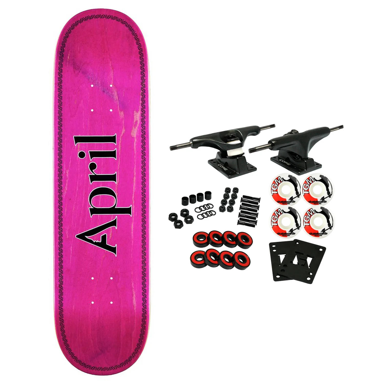 April Skateboard Complete Logo Black/Pink 8.25" x 31.92"