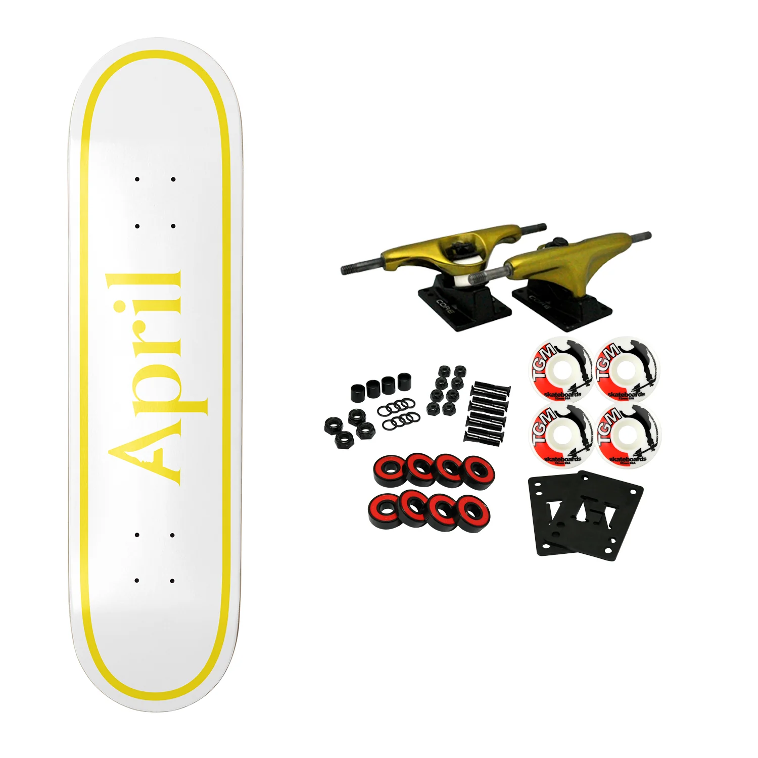 April Skateboard Complete OG Logo Twin Yellow/White 8.25" x 31.93"