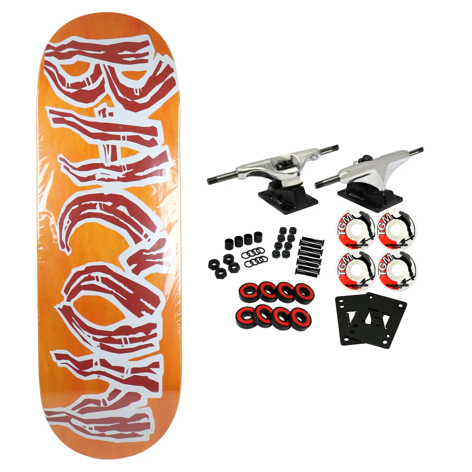 Bacon Skateboard Complete Logo Veneer Orange 10" x 33"