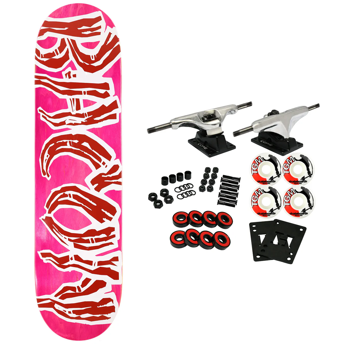 Bacon Skateboard Complete Logo Veneer Pink 8.5" x 32.5"