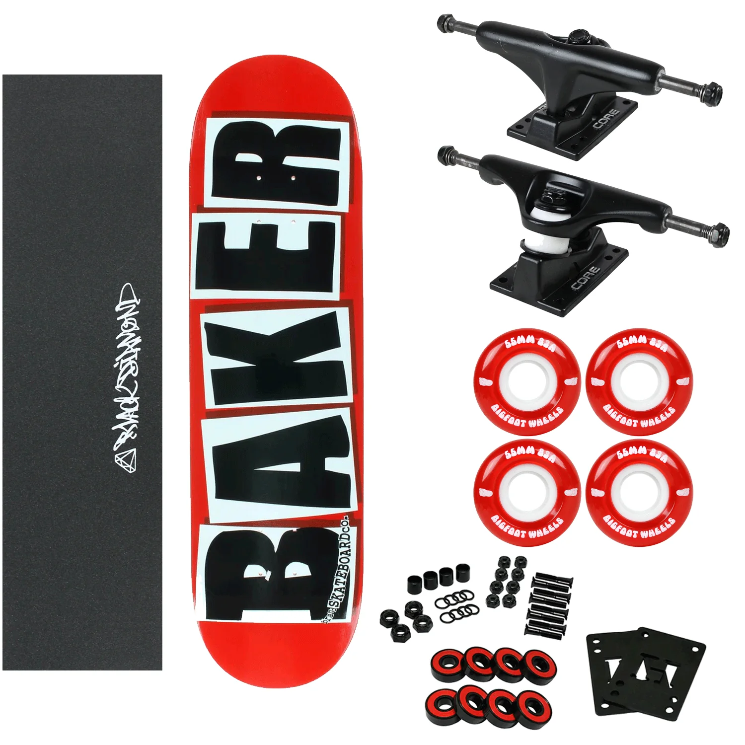 Baker Complete Logo Red/Black 8.38" with 83A Soft Wheels