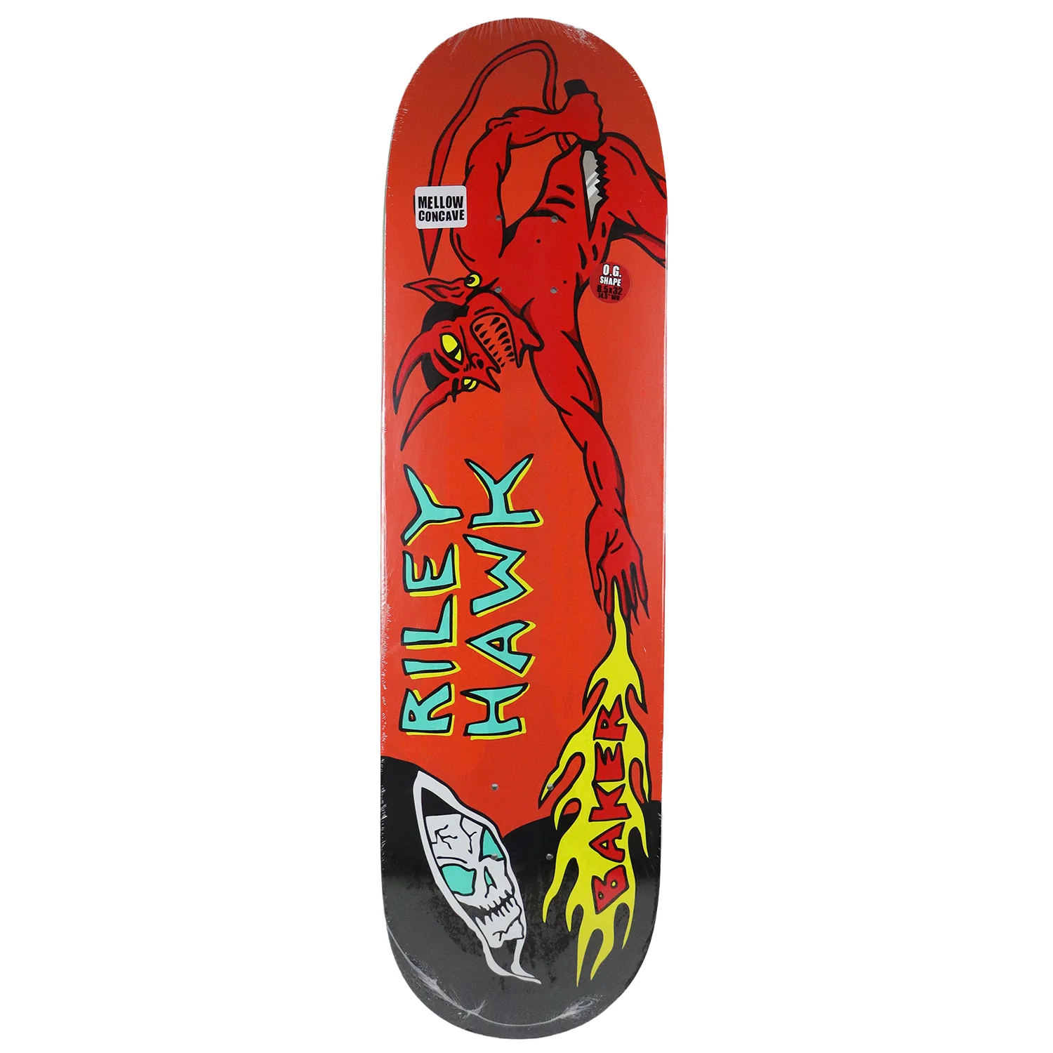 Baker Skateboard Deck Riley Hawk Good vs Evil Orange 8.5" x 32" - Image 2