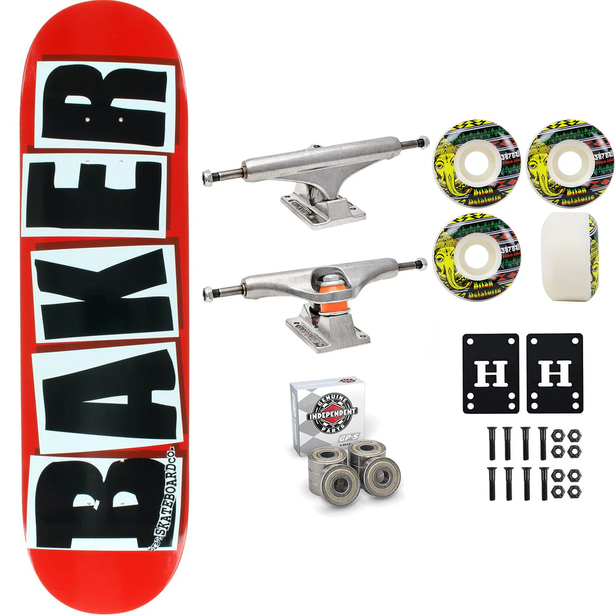 Baker Skateboard Red/Black OG Shape 8.38" Independent Satori Premium Kit