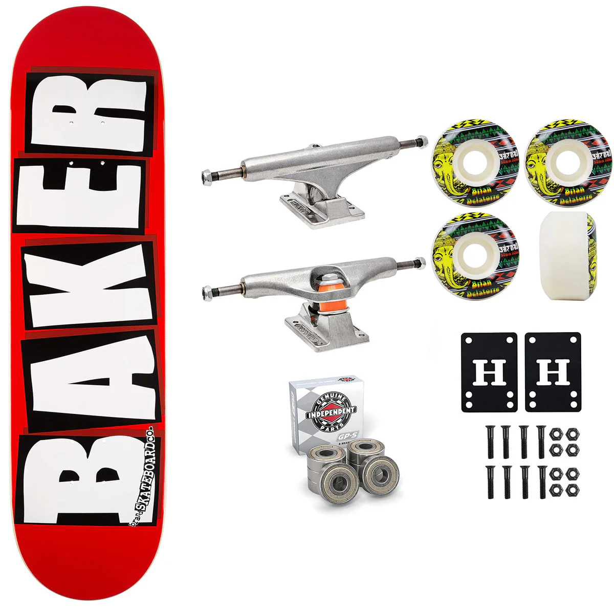 Baker Skateboard Red/White OG Shape 8.5" Independent Satori Premium Kit