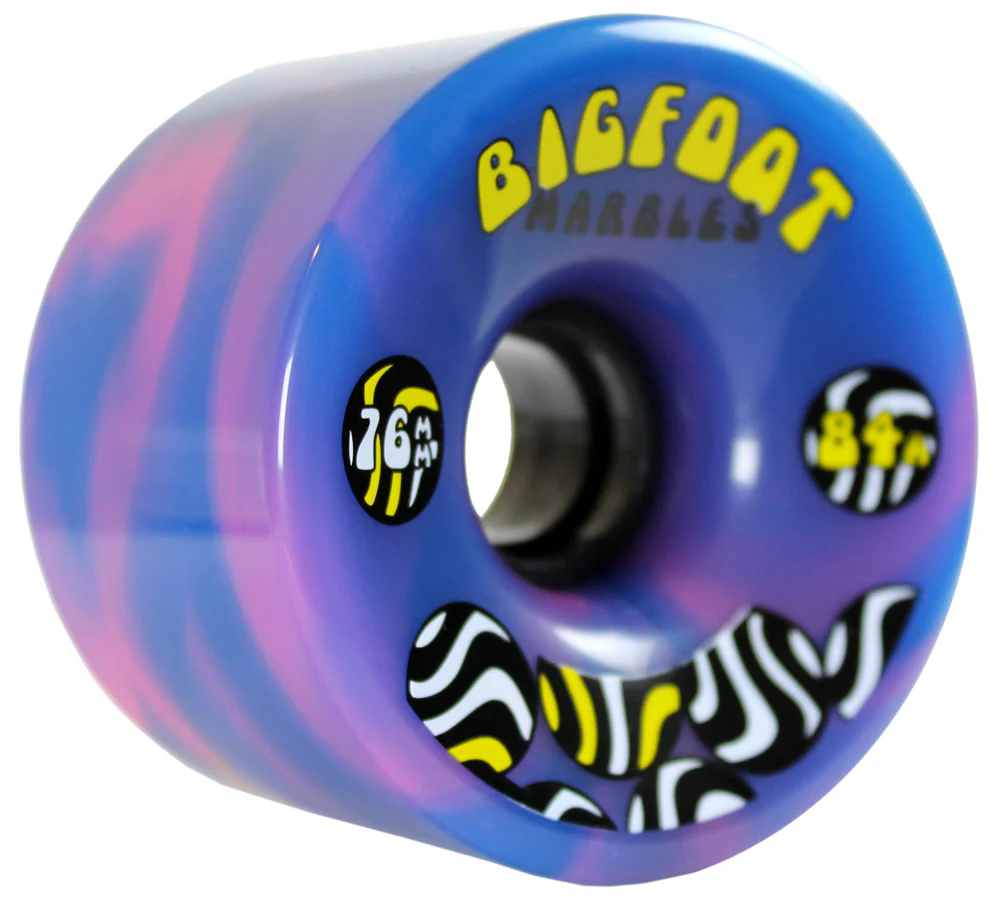 Bigfoot Longboard Wheels - 76mm Marble Swirl - Blue/Pink - Image 3
