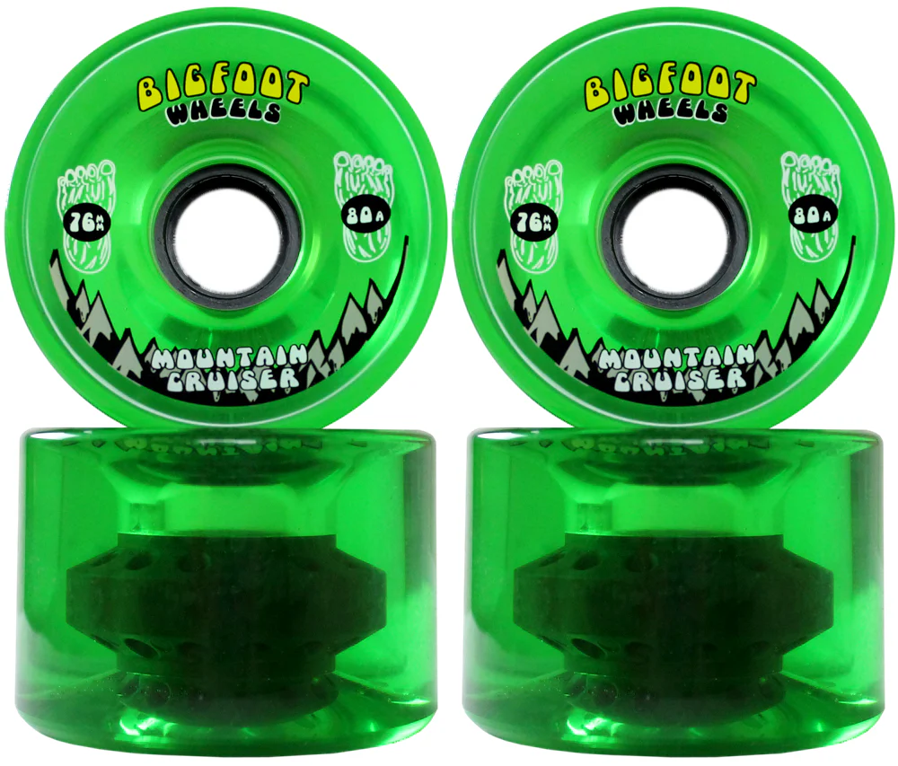 Bigfoot Longboard Wheels - 76mm Mountain Cruiser Translucent Green