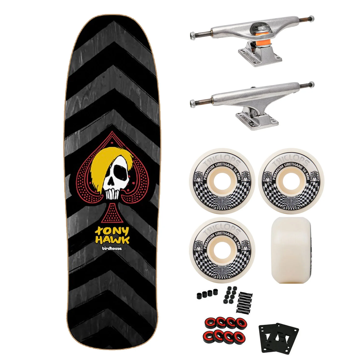 Birdhouse Premium Skateboard with Indy Trucks, Triclops Wheels 9.375" Hawk McSqueeb 2