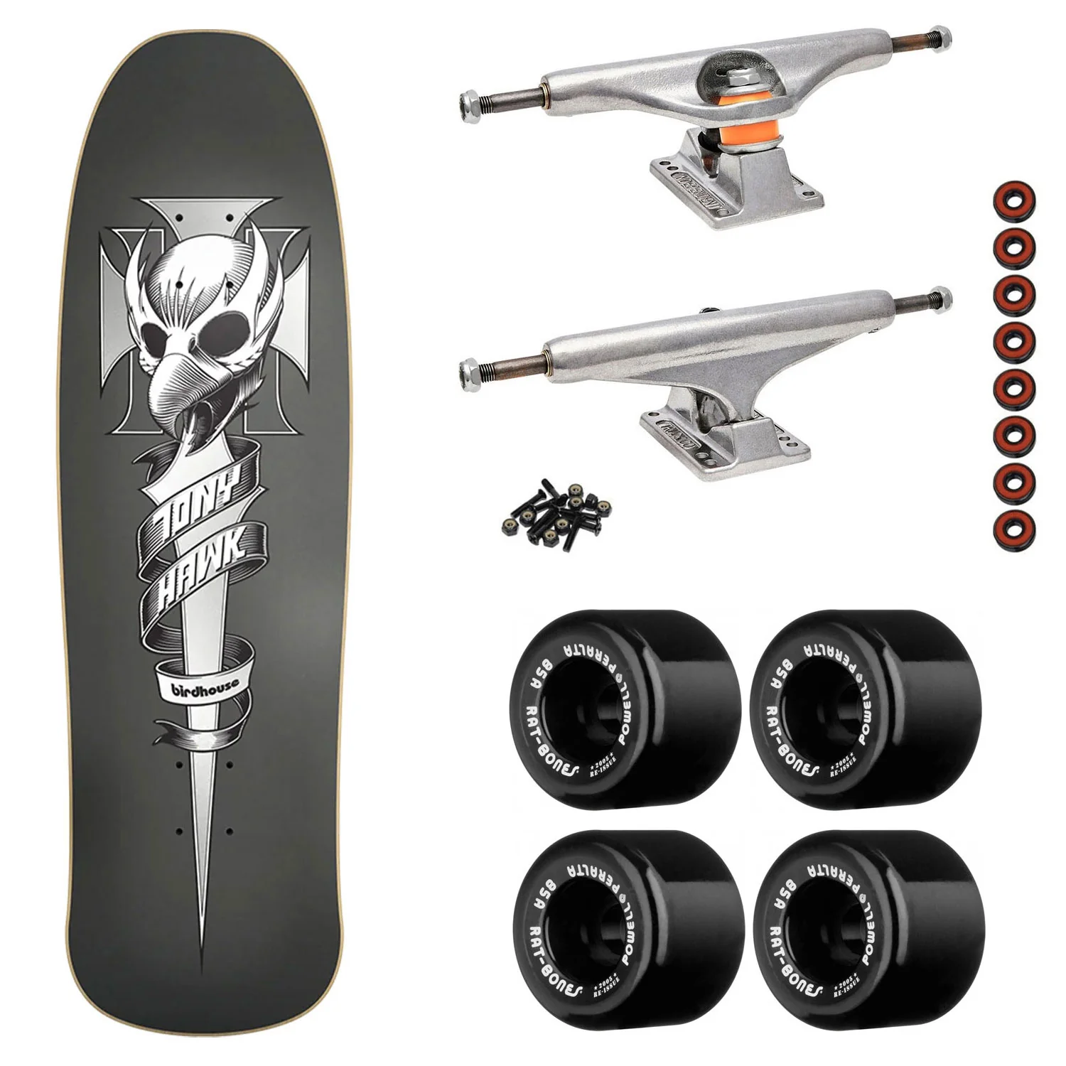 Birdhouse Tony Hawk Old School Skateboard Complete + Independent, Powell Peralta