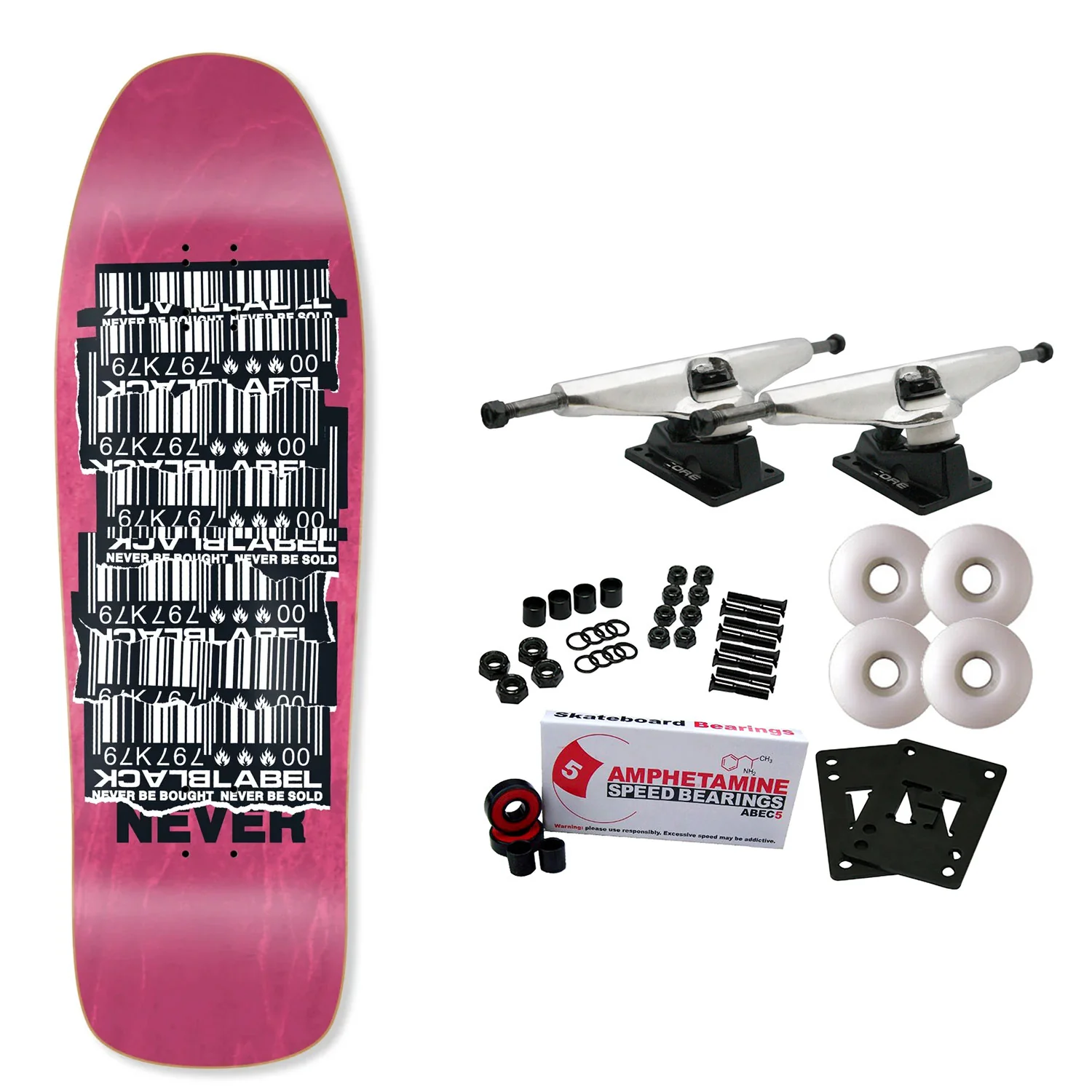 Black Label Skateboard Complete Shredded Barcode Street Thing Assorted 9.88" x 32.25"