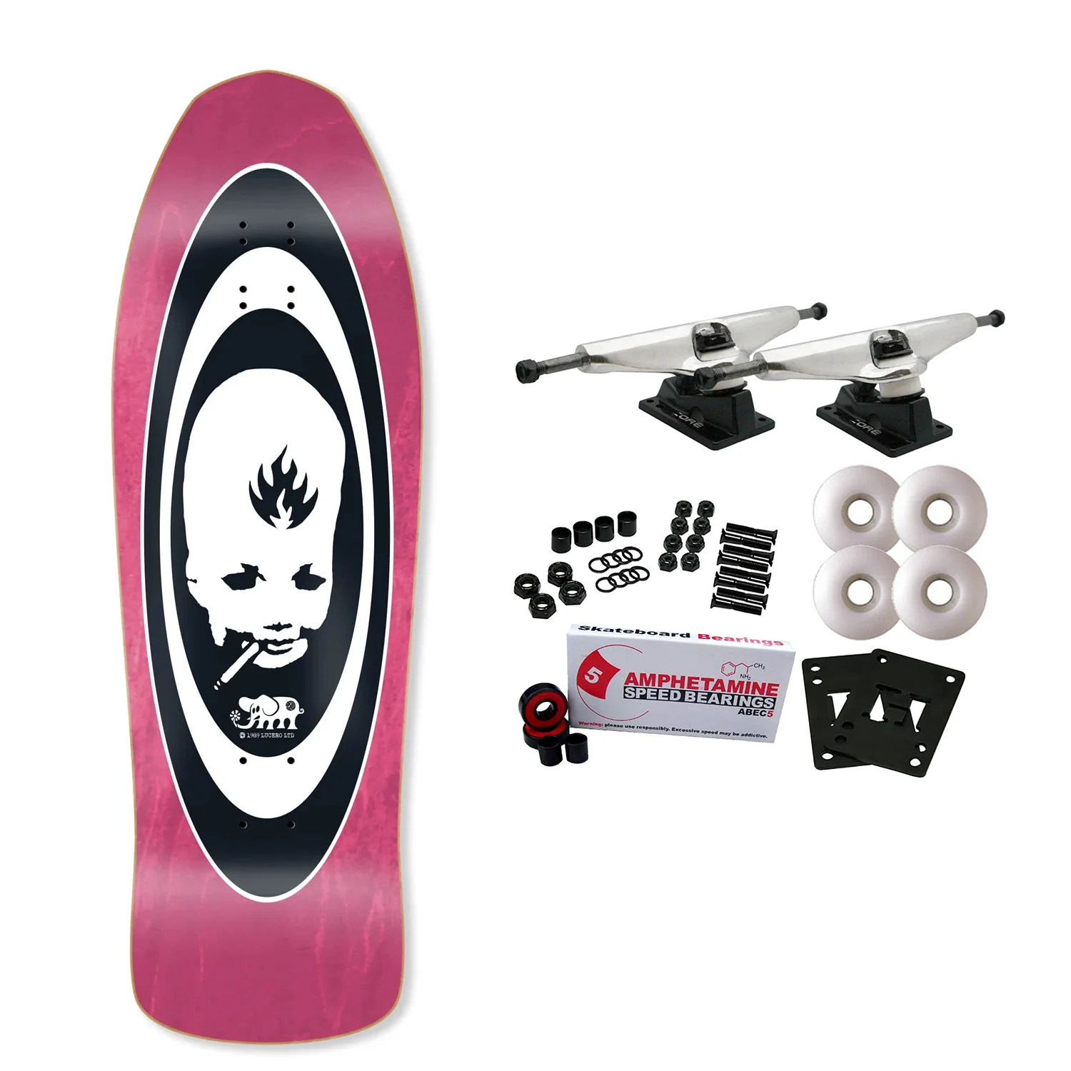 Black Label Skateboard Complete Thumbhead Oval Custom 12XU Shaped 10.0" x 31.25" Assorted
