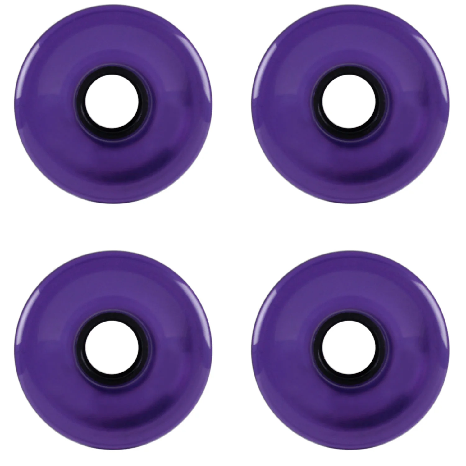 Blank Longboard Wheels 4 pack - 76mm Clear/Purple