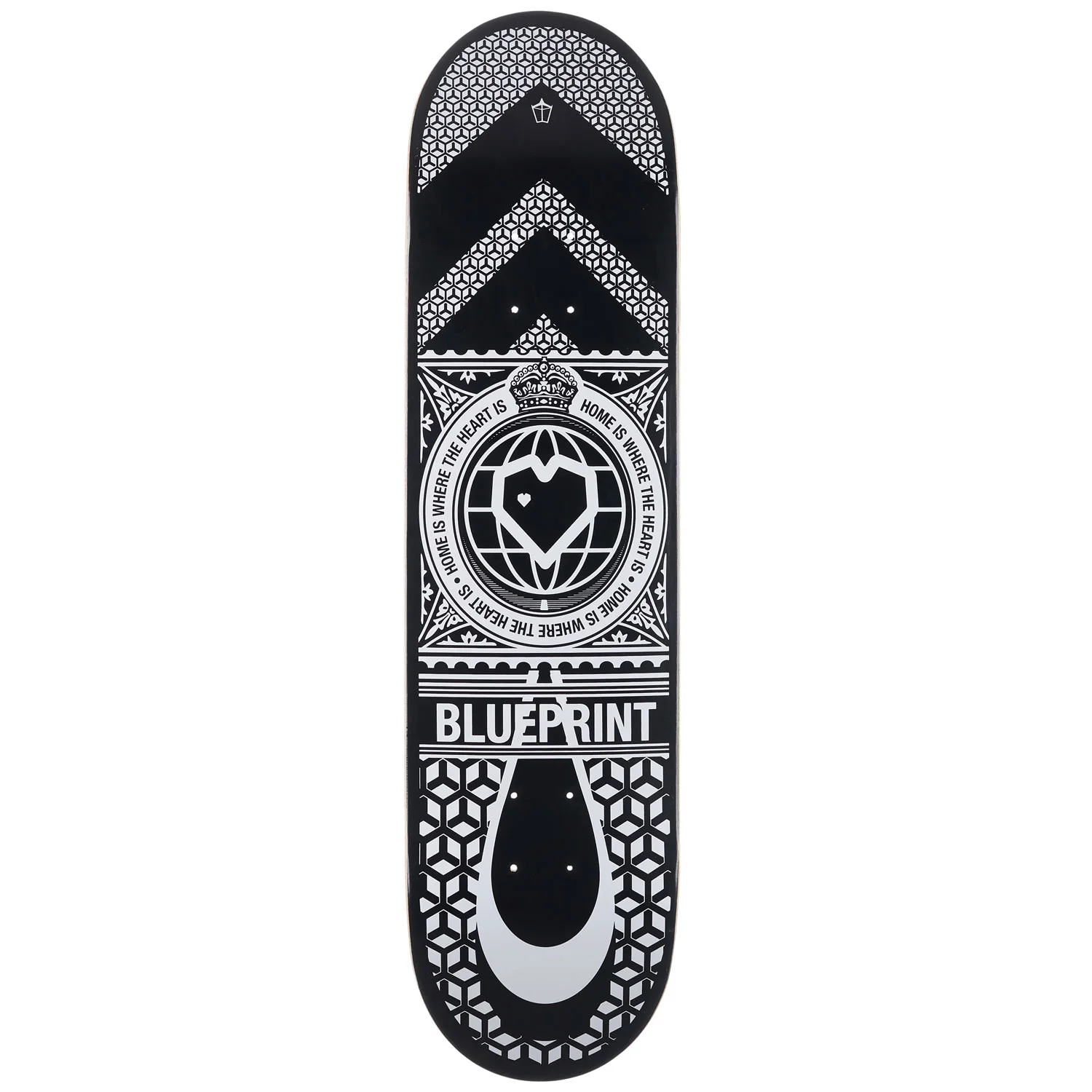 Blueprint Skateboard Deck Home Heart White/Black 8.0"