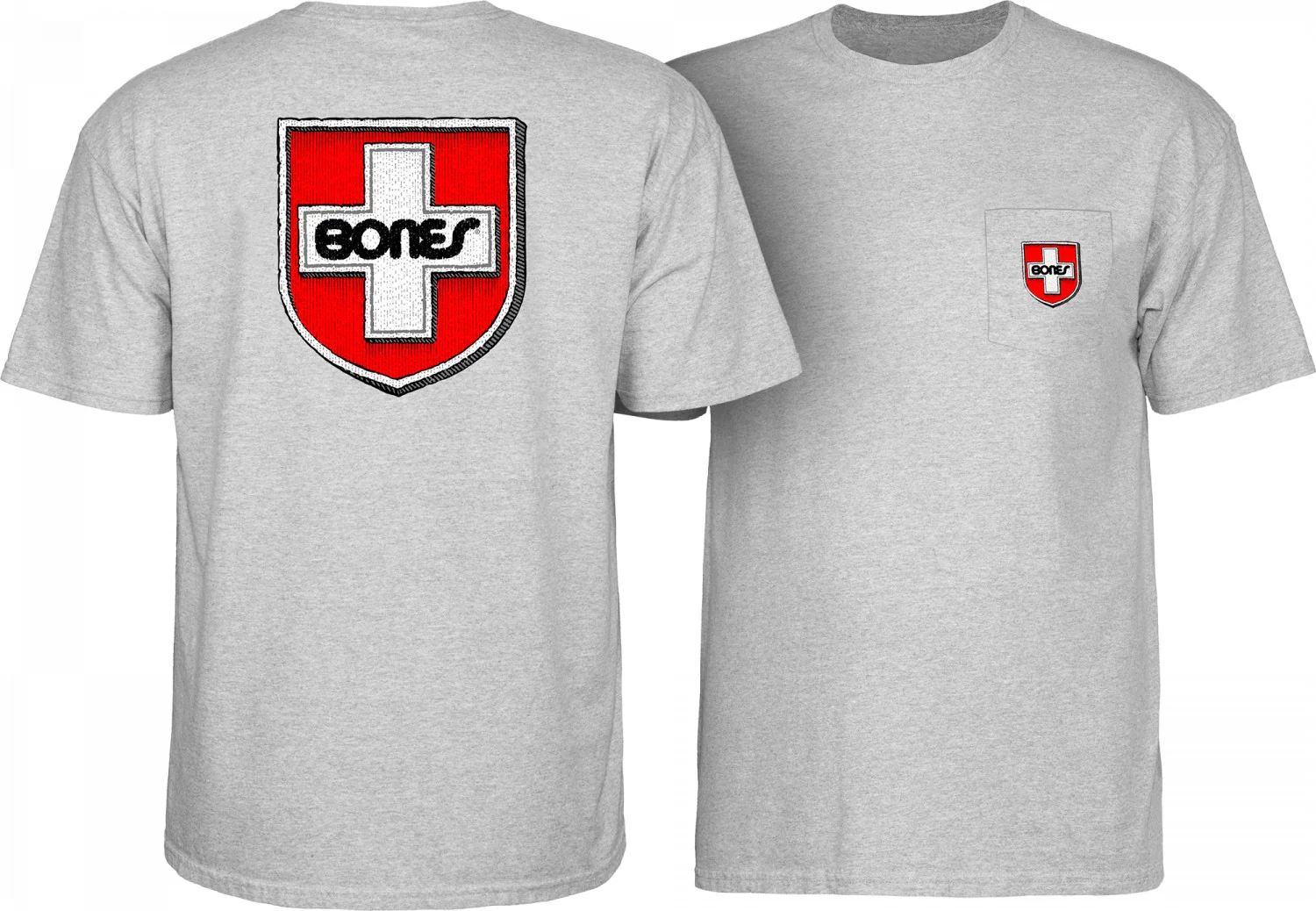 Bones Bearings Shirt Swiss Shield Pocket Heather Gray