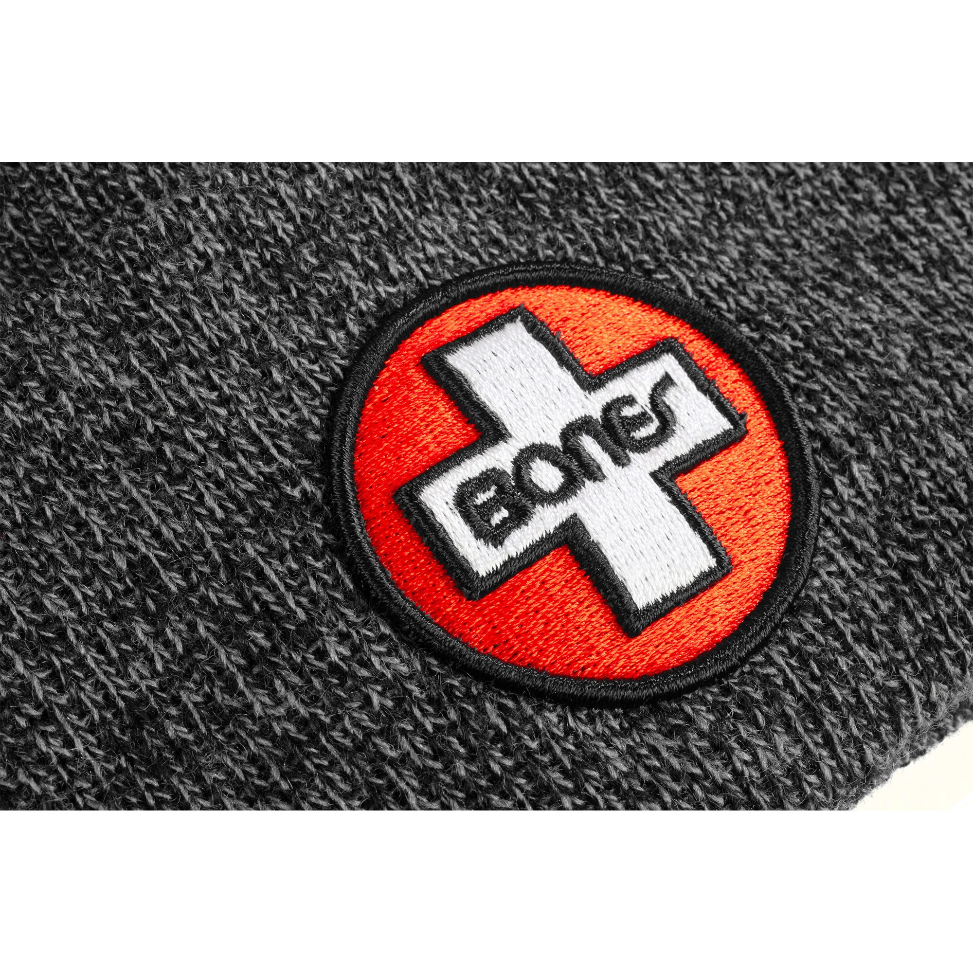 Bones Bearings Skateboard Beanie Swiss Knit Patch Grey - Image 3