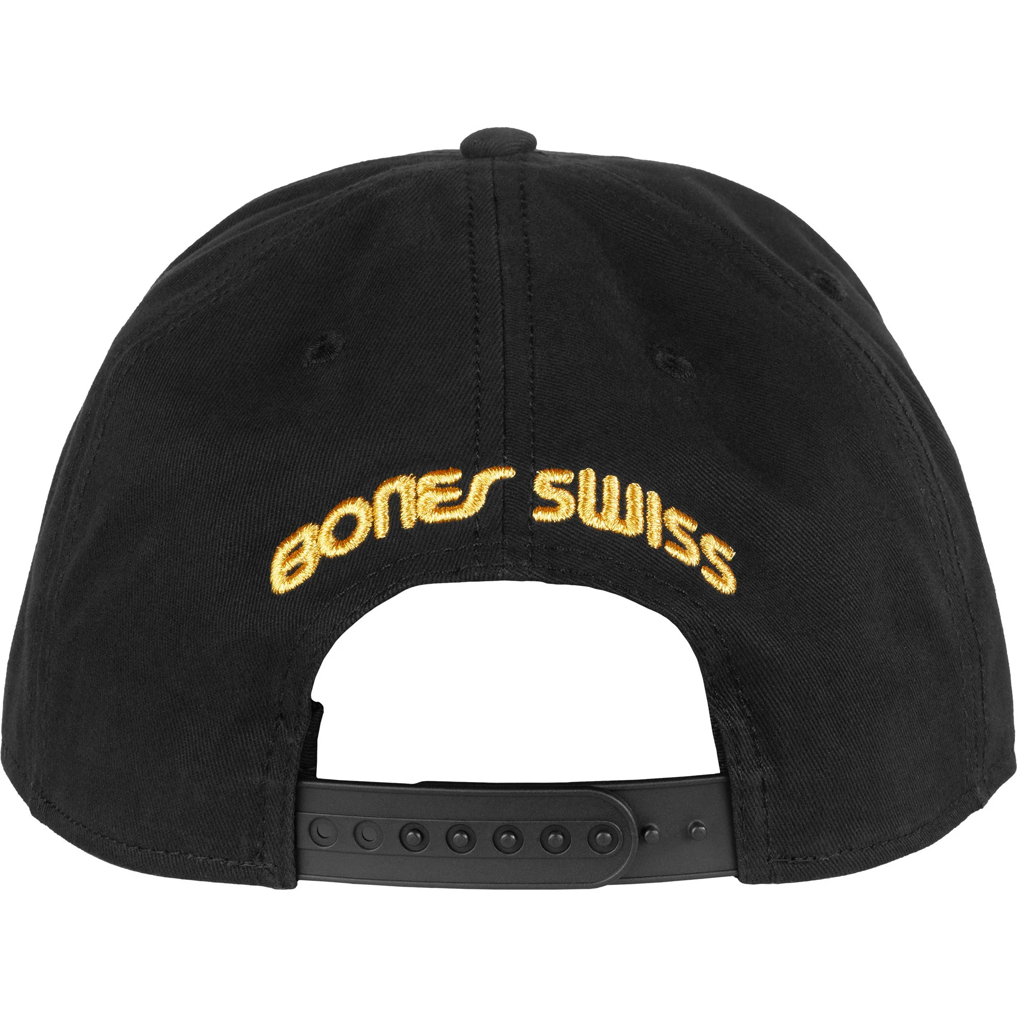 Bones Bearings Skateboard Hat Script Cap Black with Glod Embroidery - Image 4