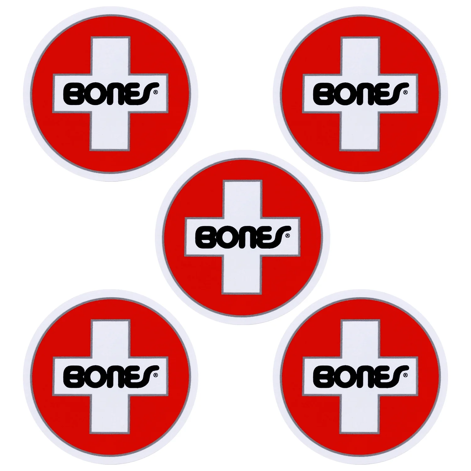 Bones Bearings Skateboard Sticker Swiss Circle 3" 5-Pack