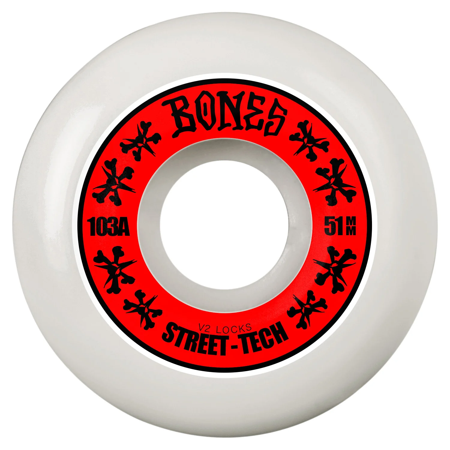 Bones Skateboard Wheels 51mm STF V2 Locks 103A White - Image 2