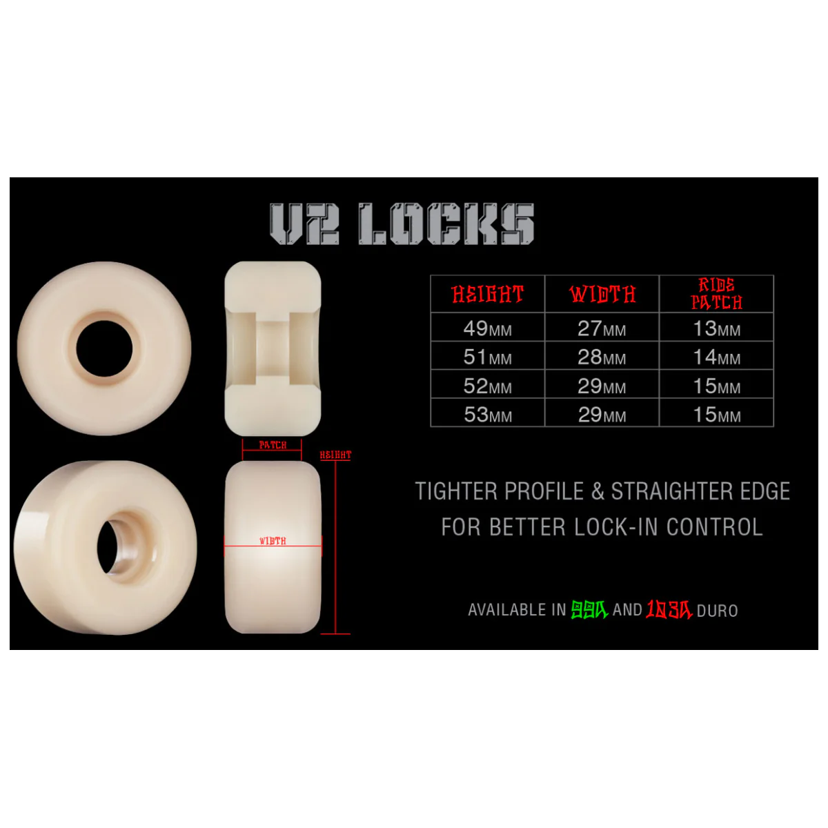 Bones Skateboard Wheels 51mm STF V2 Locks 103A White - Image 3