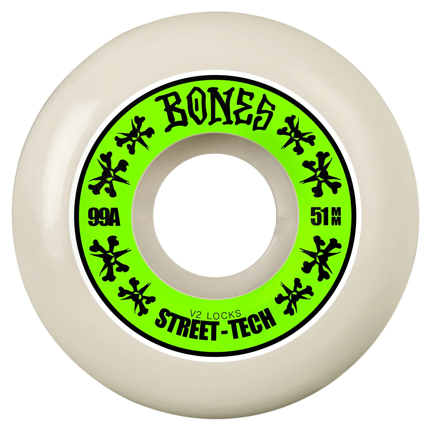 Bones Skateboard Wheels 51mm STF V2 Locks 99A White - Image 2