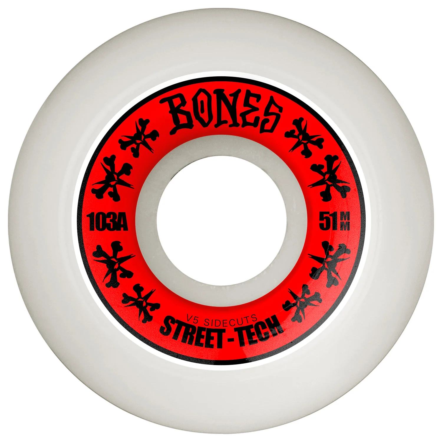Bones Skateboard Wheels 51mm STF V5 Sidecuts 103A White - Image 2