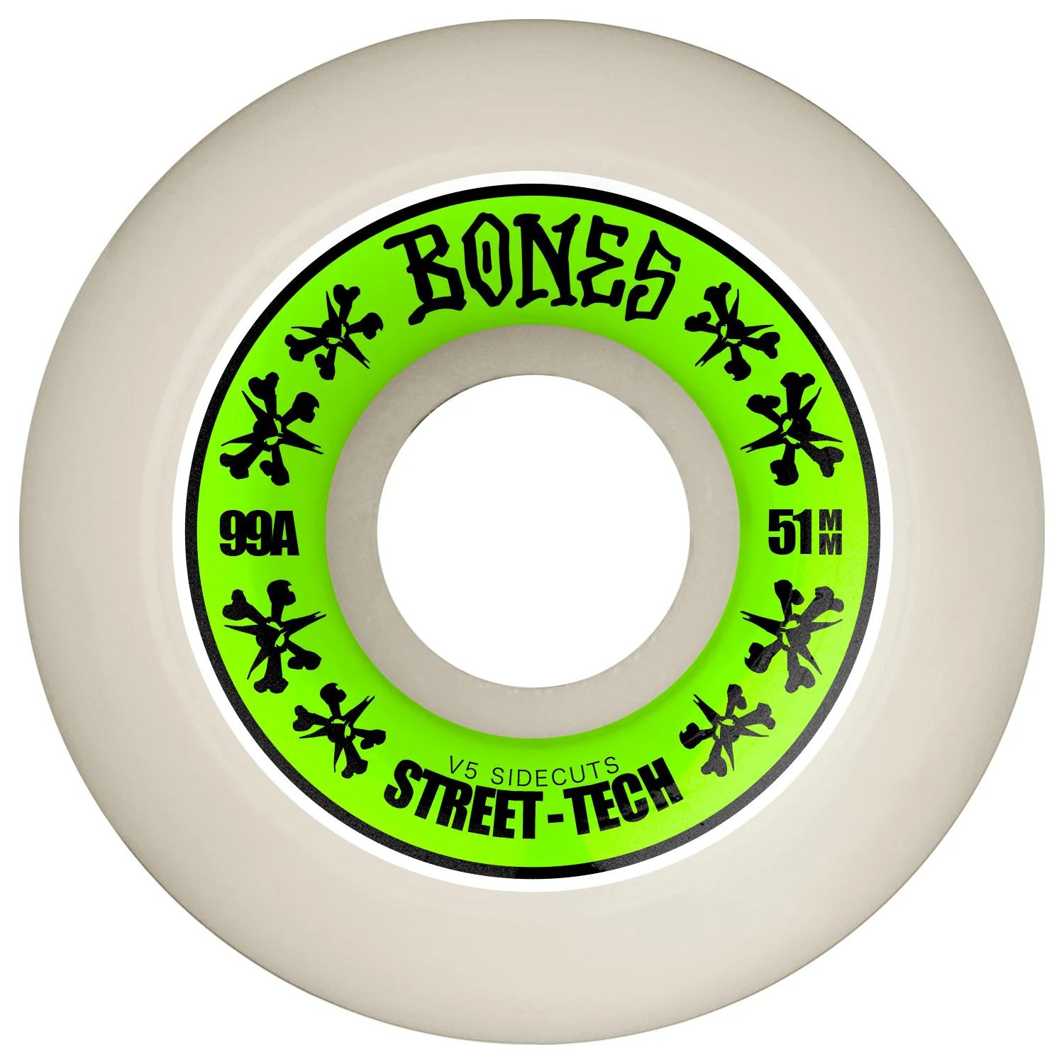 Bones Skateboard Wheels 51mm STF V5 Sidecuts 99A White - Image 2