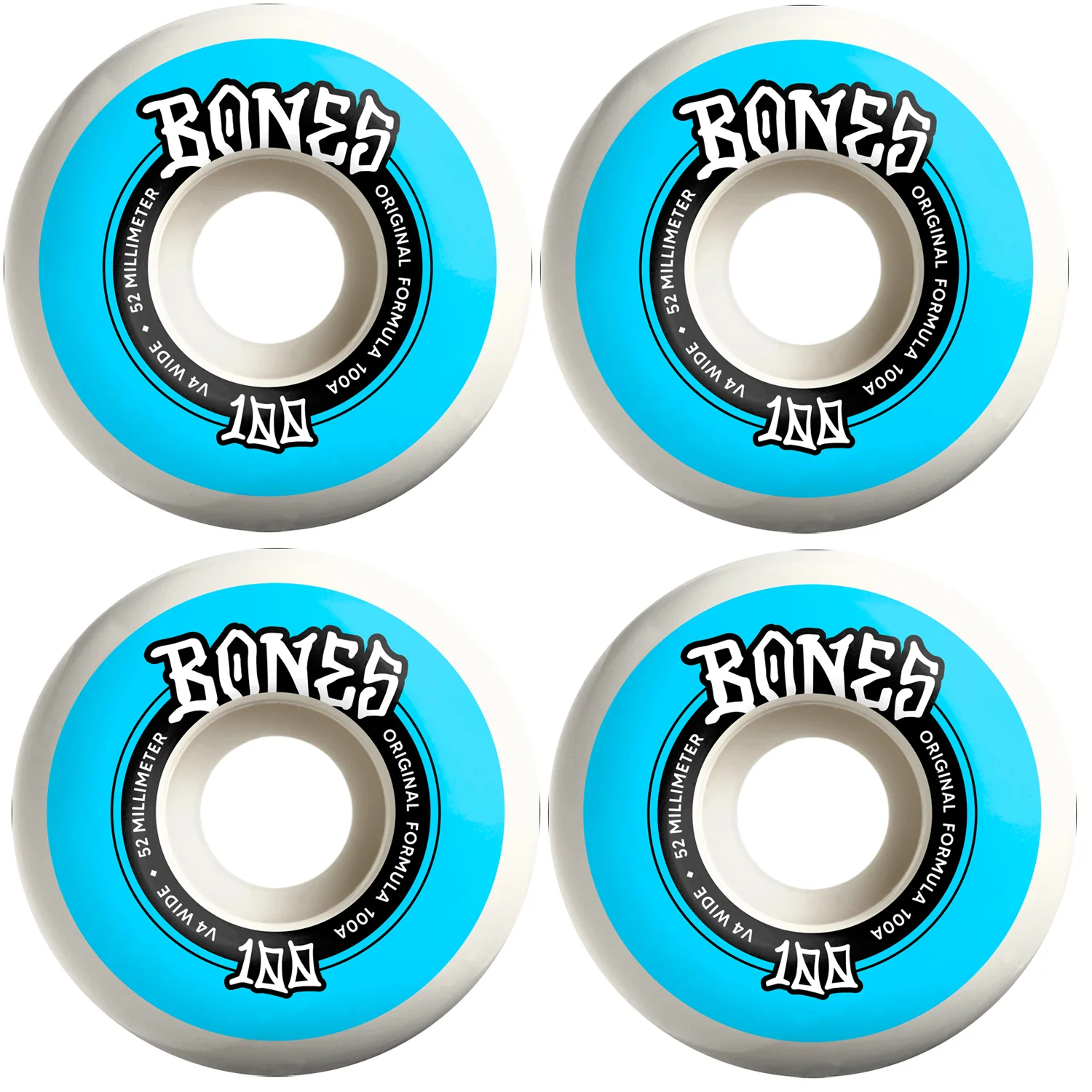 Bones Skateboard Wheels 52mm Original V4 Wide 100A White