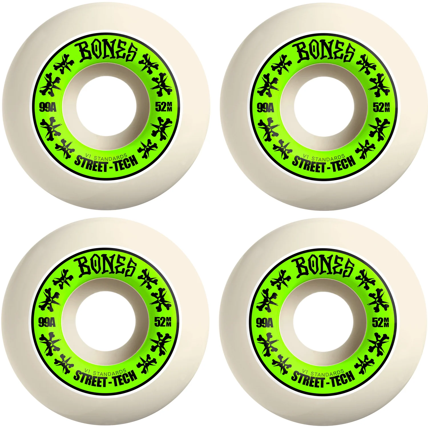 Bones Skateboard Wheels 52mm STF V1 Standard 99A White