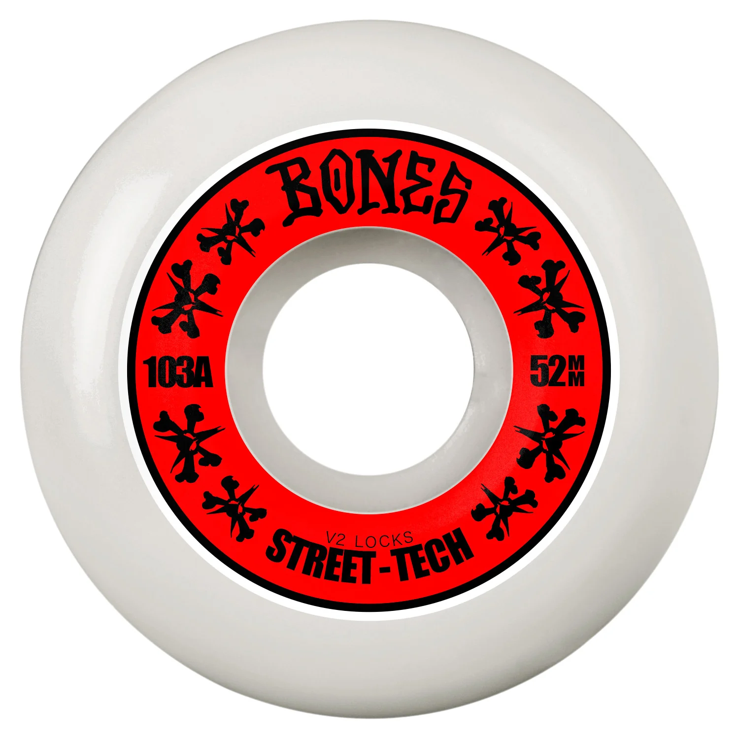 Bones Skateboard Wheels 52mm STF V2 Locks 103A White - Image 2