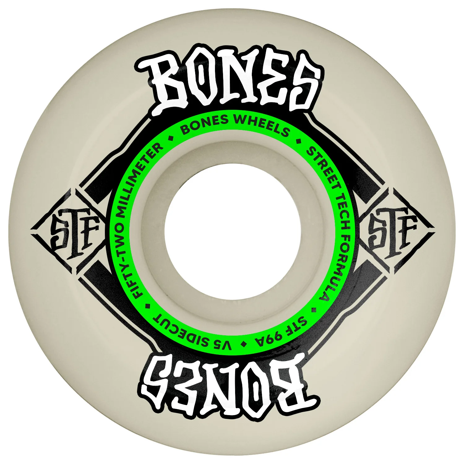 Bones Skateboard Wheels 52mm STF V5 Sidecut 99A White - Image 2